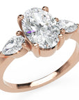 Inel de Logodnă Oval și Pară din Aur 18k cu Moissanite de 1.5 ct din 18k Aur Roz - Castelo.ro