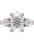 Inel de Logodnă Oval și Pară din Aur 18k cu Moissanite de 1.5 ct din 18k Aur Roz - Castelo.ro