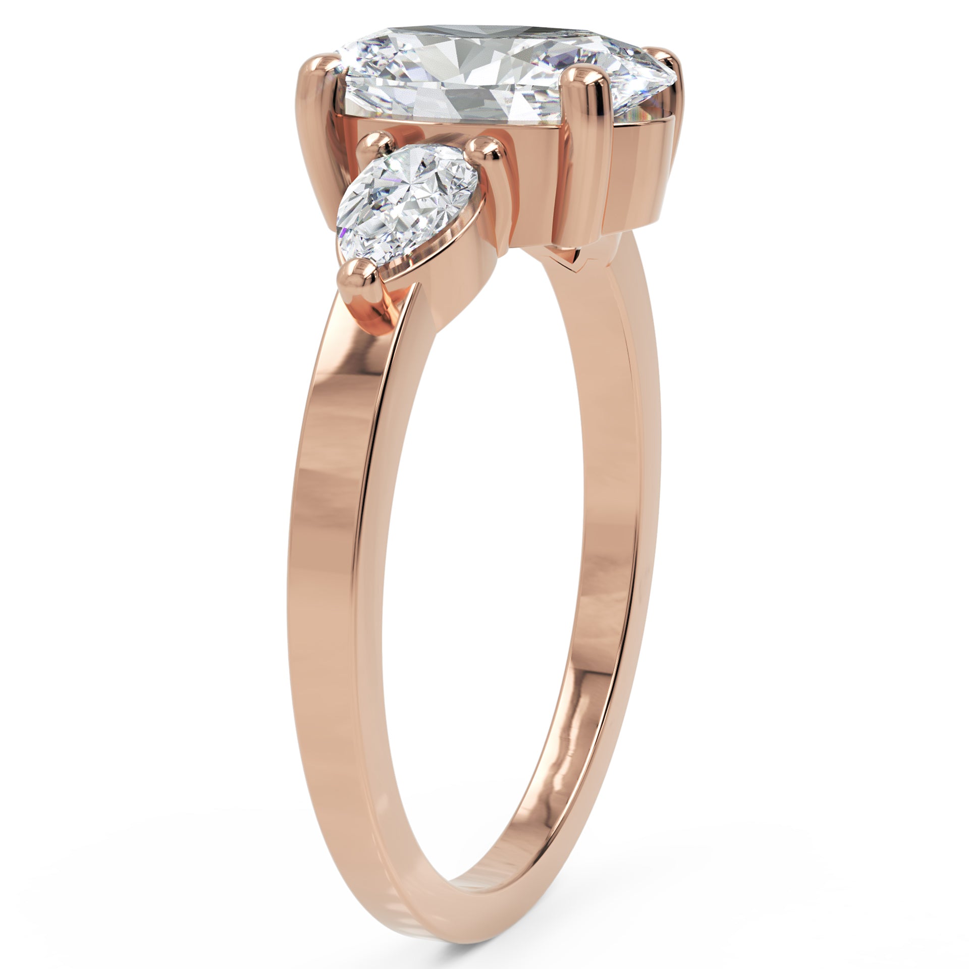 Inel de Logodnă Oval și Pară din Aur 18k cu Moissanite de 1.5 ct din 18k Aur Roz - Castelo.ro