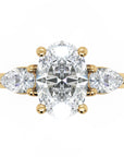 Inel de Logodnă Oval și Pară din Aur 18k cu Moissanite de 1.5 ct din 18k Aur Galben - Castelo.ro