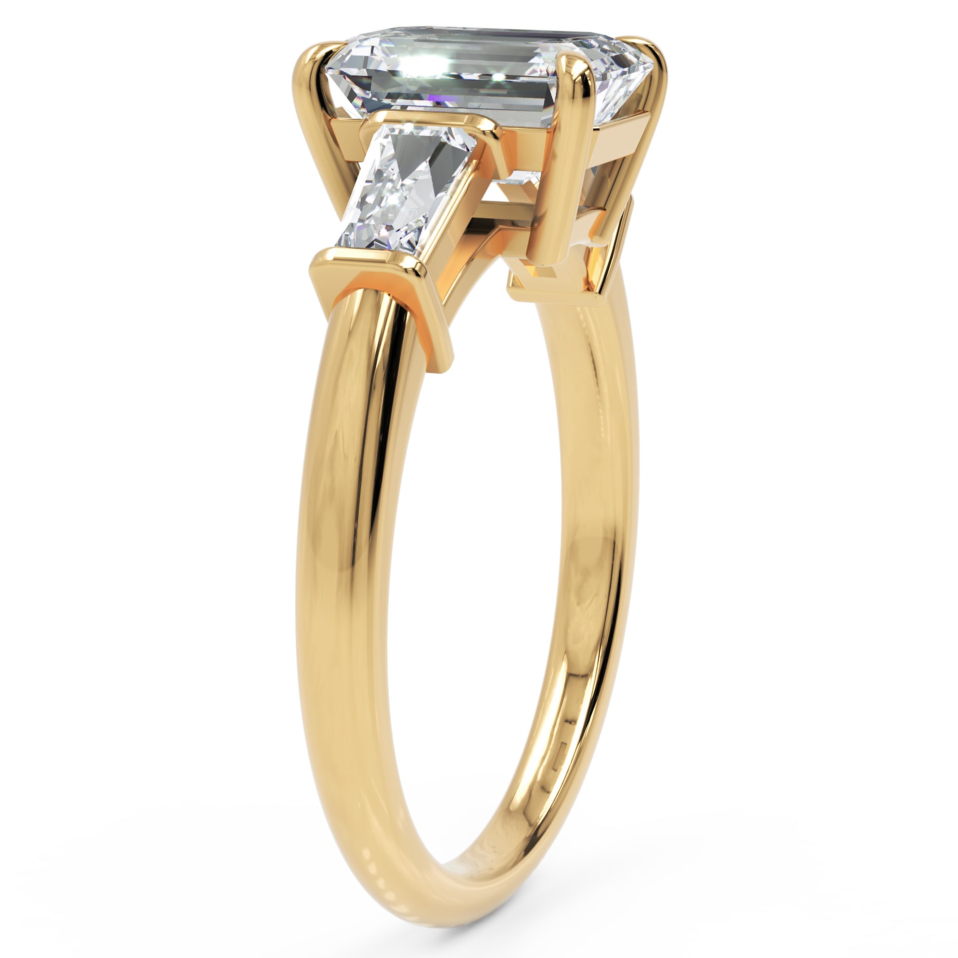 Inel de Logodnă Radiant și Baguette din Aur 18k cu Moissanite de 3 ct din 18k Aur Galben - Castelo.ro