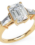 Inel de Logodnă Radiant și Baguette din Aur 18k cu Moissanite de 3 ct din 18k Aur Galben - Castelo.ro