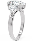Inel de Logodnă Trei Pietre Pară din Aur 14k cu Moissanite de 2.8 ct din 14k Aur Alb - Castelo.ro