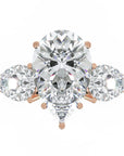 Inel de Logodnă Trei Pietre Pară din Aur 14k cu Moissanite de 2.8 ct din 14k Aur Roz - Castelo.ro