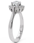 Inel de Logodnă Vintage Heart din Aur 14k cu Moissanite de 0.65 ct din 14k Aur Alb - Castelo.ro