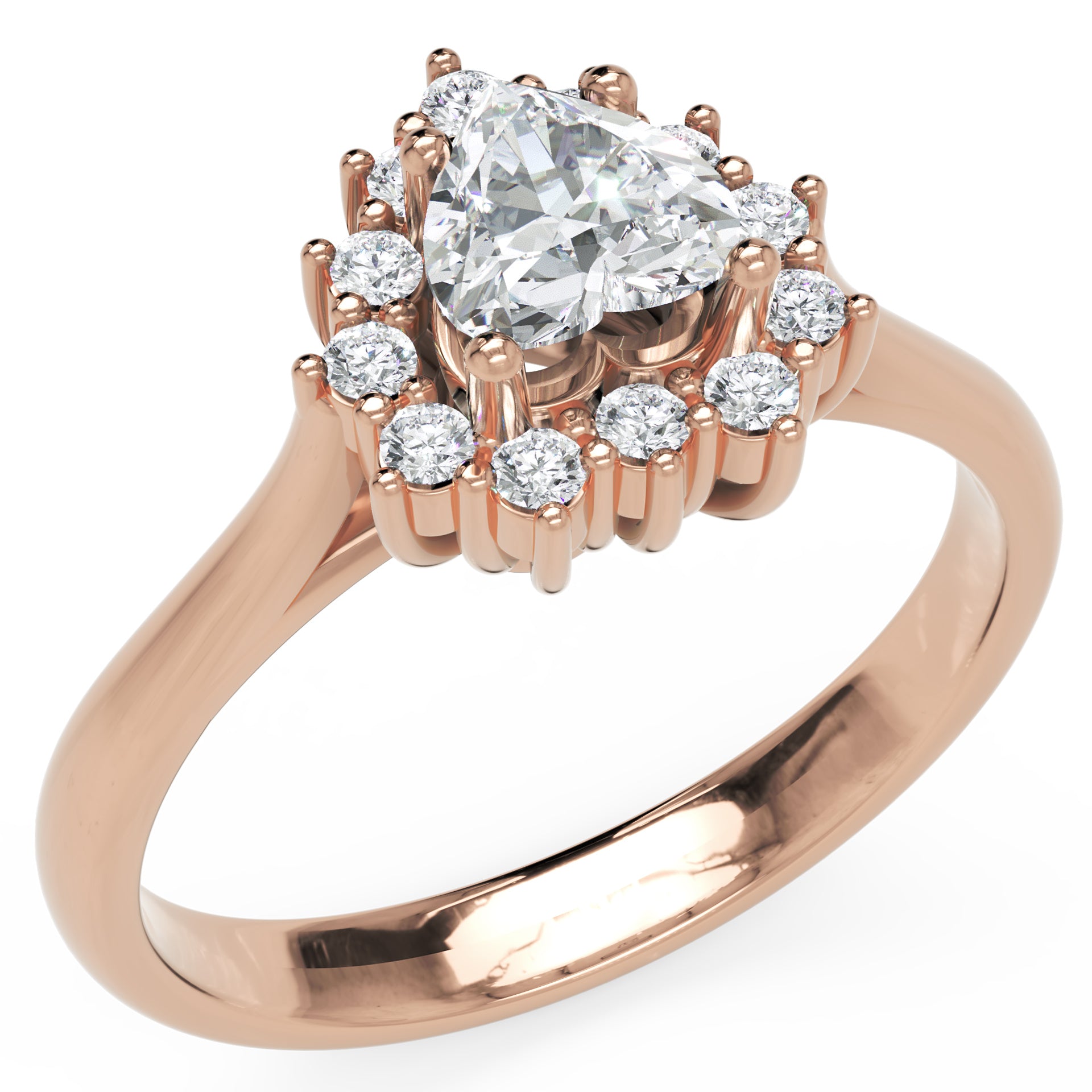 Inel de Logodnă Vintage Heart din Aur 14k cu Moissanite de 0.65 ct din 14k Aur Roz - Castelo.ro