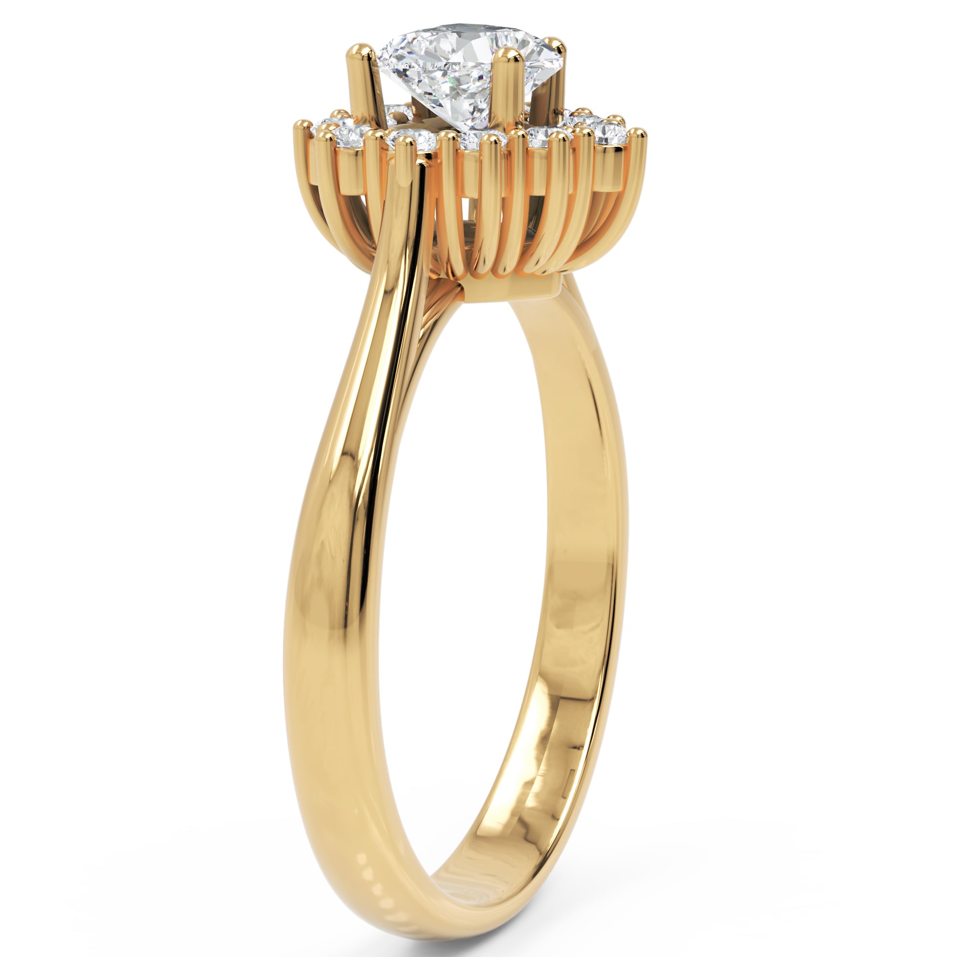 Inel de Logodnă Vintage Heart din Aur 14k cu Moissanite de 0.65 ct din 14k Aur Galben - Castelo.ro