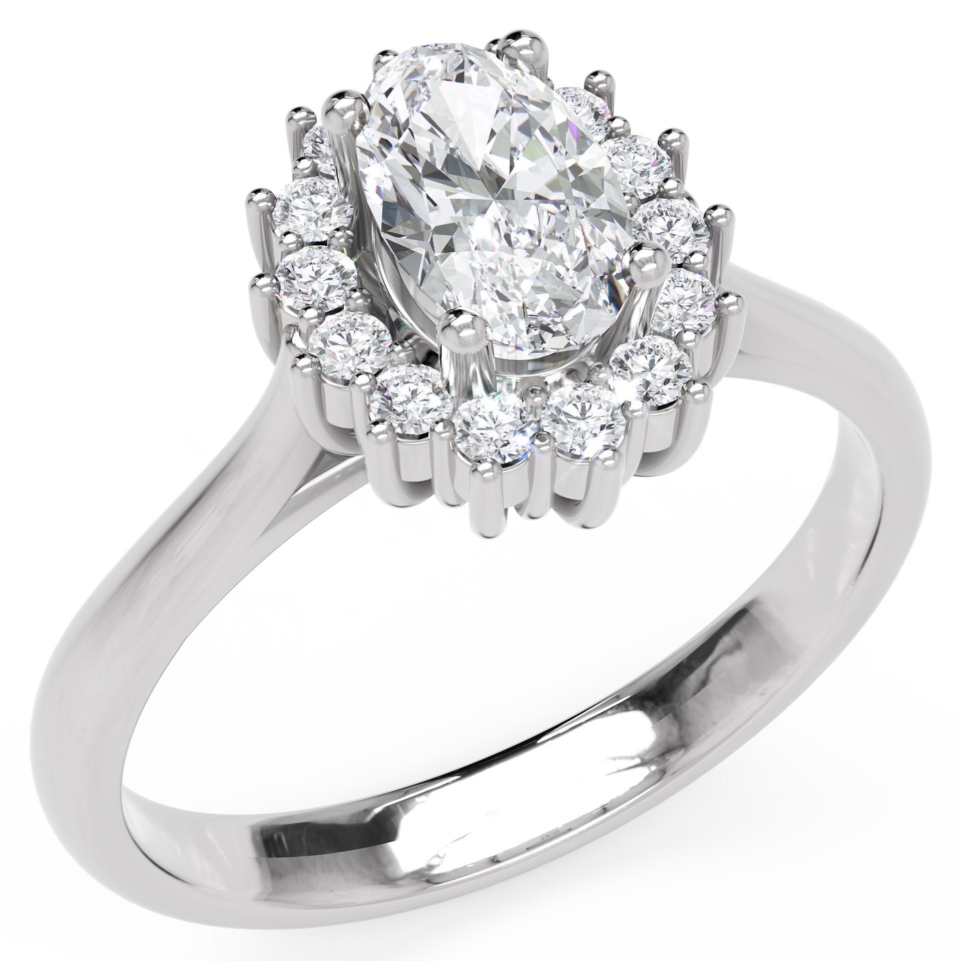 Inel de Logodnă Vintage Oval din Aur 14k cu Moissanite de 0.63 ct din 14k Aur Alb - Castelo.ro