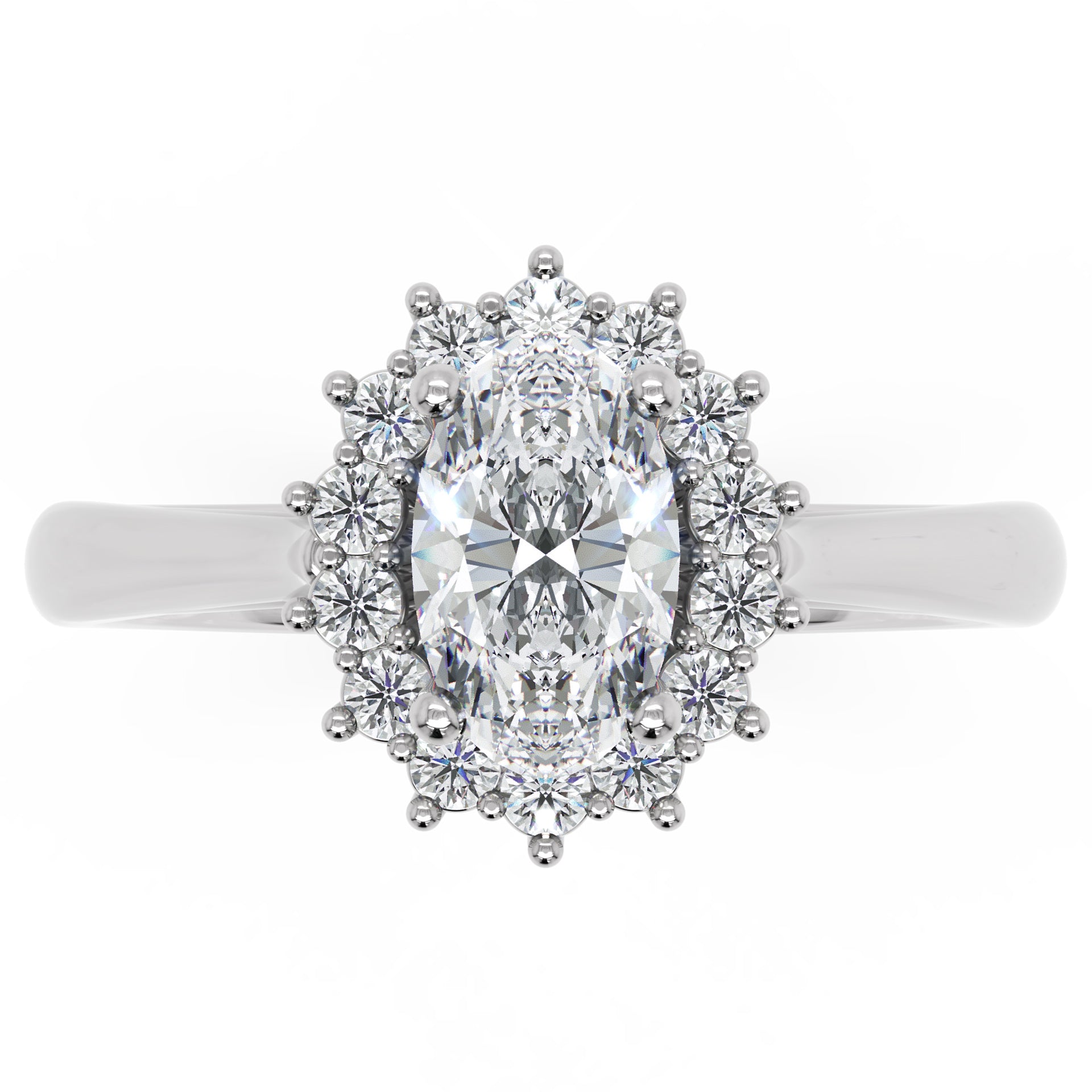 Inel de Logodnă Vintage Oval din Aur 14k cu Moissanite de 0.63 ct din 14k Aur Alb - Castelo.ro