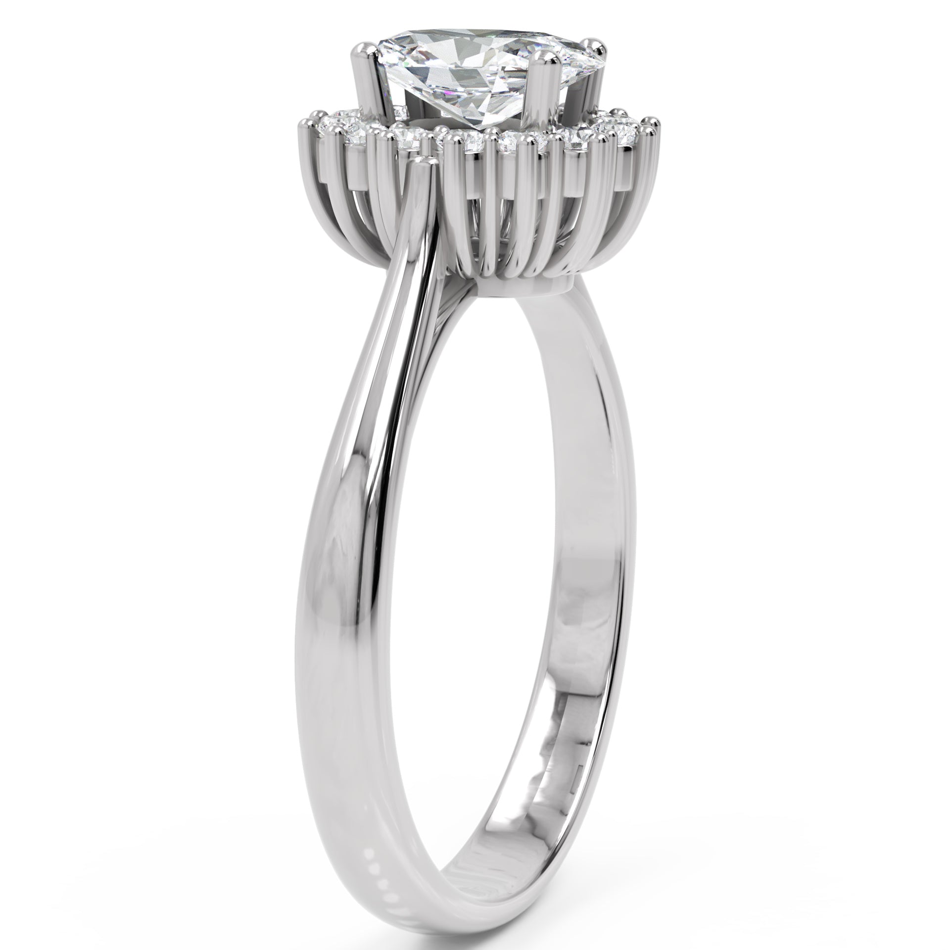 Inel de Logodnă Vintage Oval din Aur 14k cu Moissanite de 0.63 ct din 14k Aur Alb - Castelo.ro