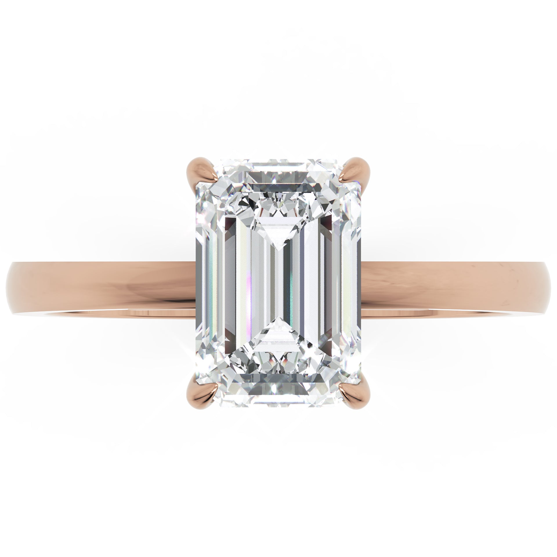 Inel de Logodnă Solitaire Radiant din Aur 18k cu Moissanit de 1.2 ct din 18k Aur Roz - Castelo.ro
