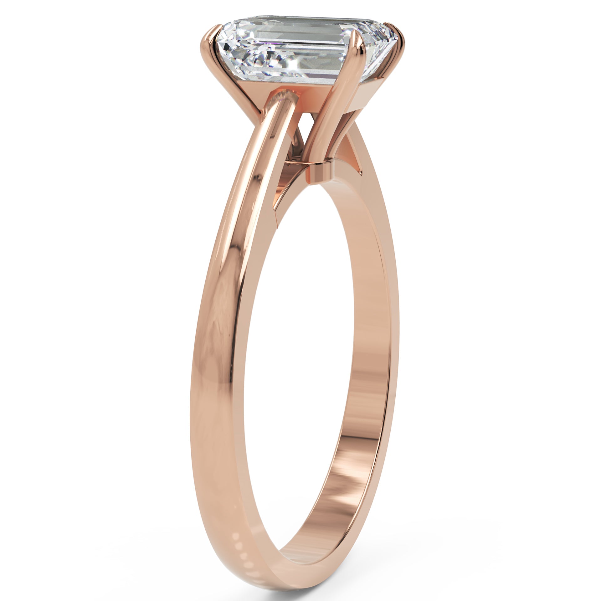 Inel de Logodnă Solitaire Radiant din Aur 18k cu Moissanit de 1.2 ct din 18k Aur Roz - Castelo.ro