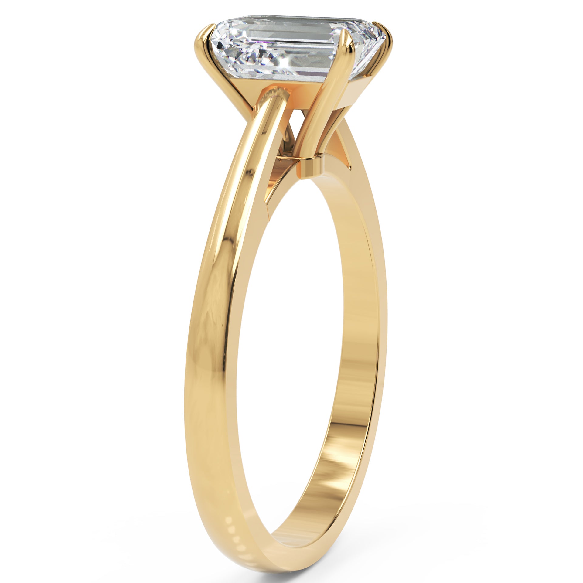 Inel de Logodnă Solitaire Radiant din Aur 18k cu Moissanit de 1.2 ct din 18k Aur Galben - Castelo.ro