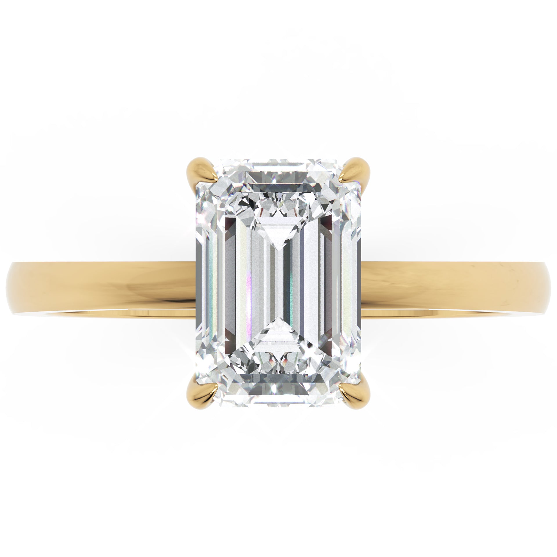 Inel de Logodnă Solitaire Radiant din Aur 18k cu Moissanit de 1.2 ct din 18k Aur Galben - Castelo.ro