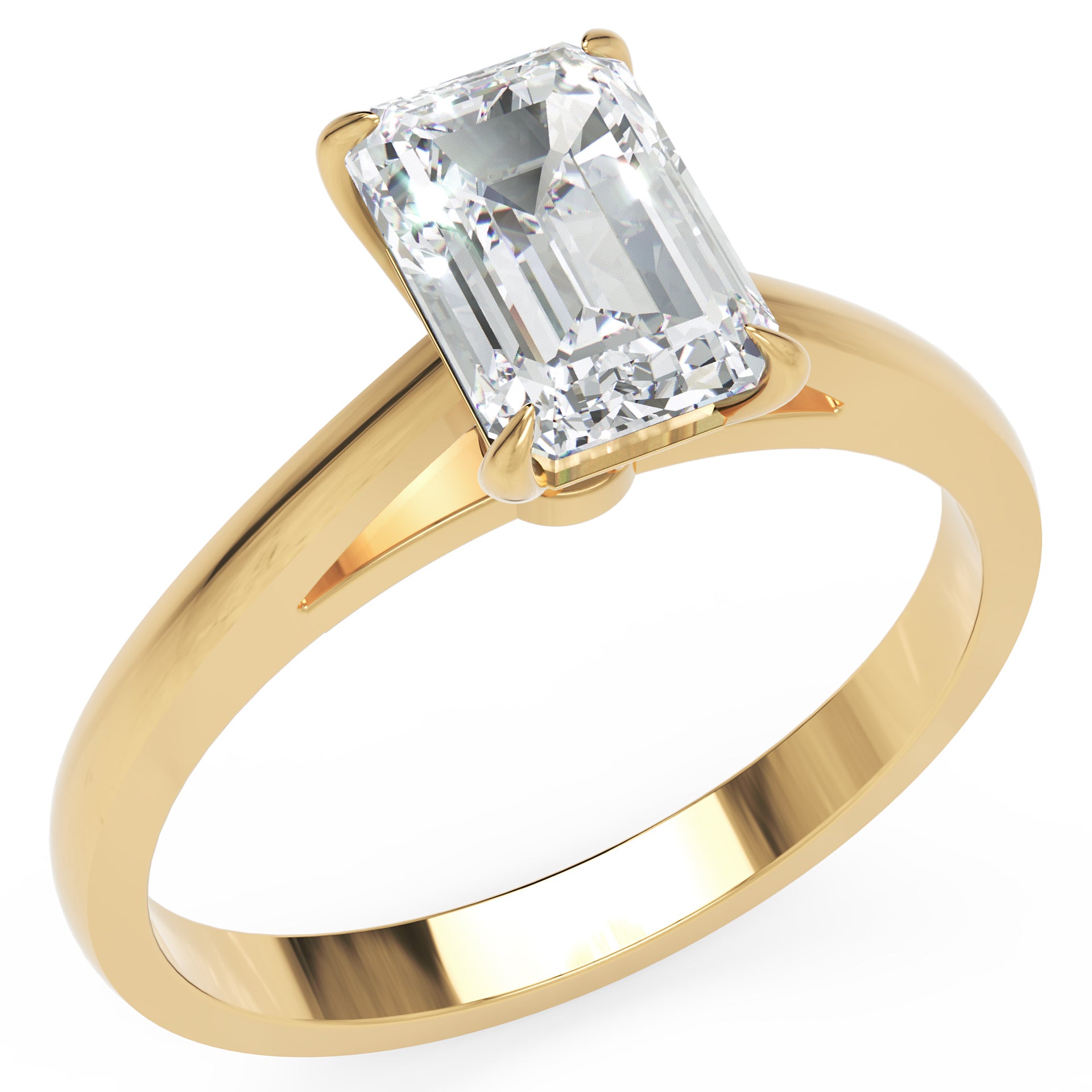 Inel de Logodnă Solitaire Radiant din Aur 18k cu Moissanit de 1.2 ct din 18k Aur Galben - Castelo.ro