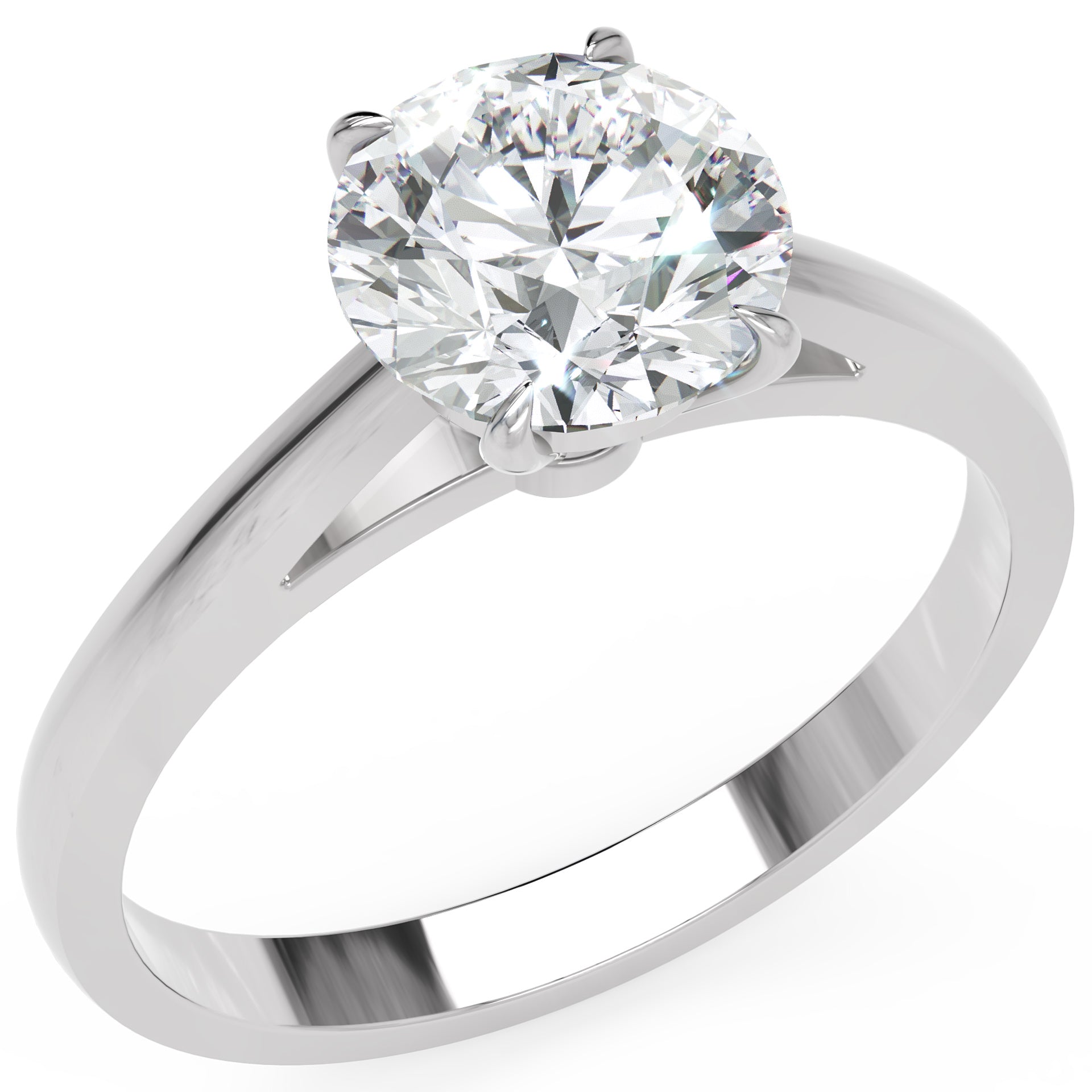 Inel de Logodnă Solitaire Rotund din Aur 14k cu Moissanit de 1.3 ct din 14k Aur Alb - Castelo.ro