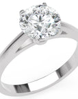 Inel de Logodnă Solitaire Rotund din Aur 14k cu Moissanit de 1.3 ct din 14k Aur Alb - Castelo.ro