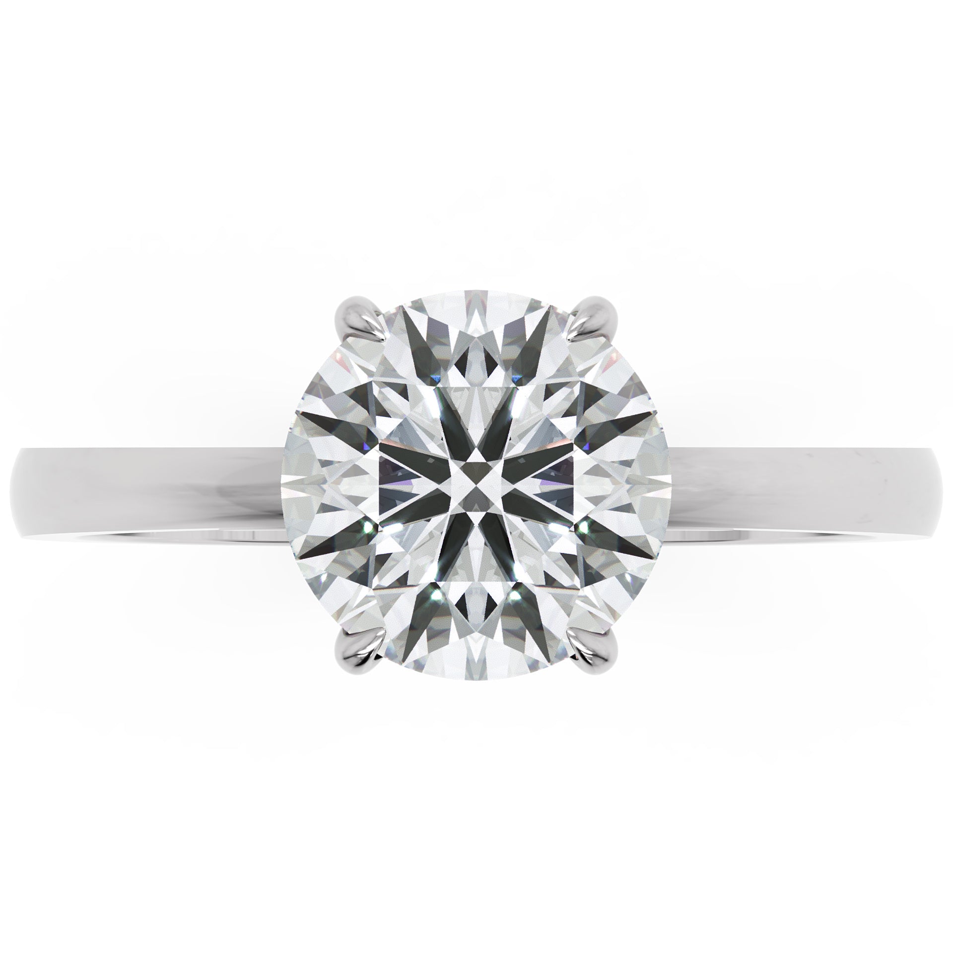 Inel de Logodnă Solitaire Rotund din Aur 14k cu Moissanit de 1.3 ct din 14k Aur Alb - Castelo.ro
