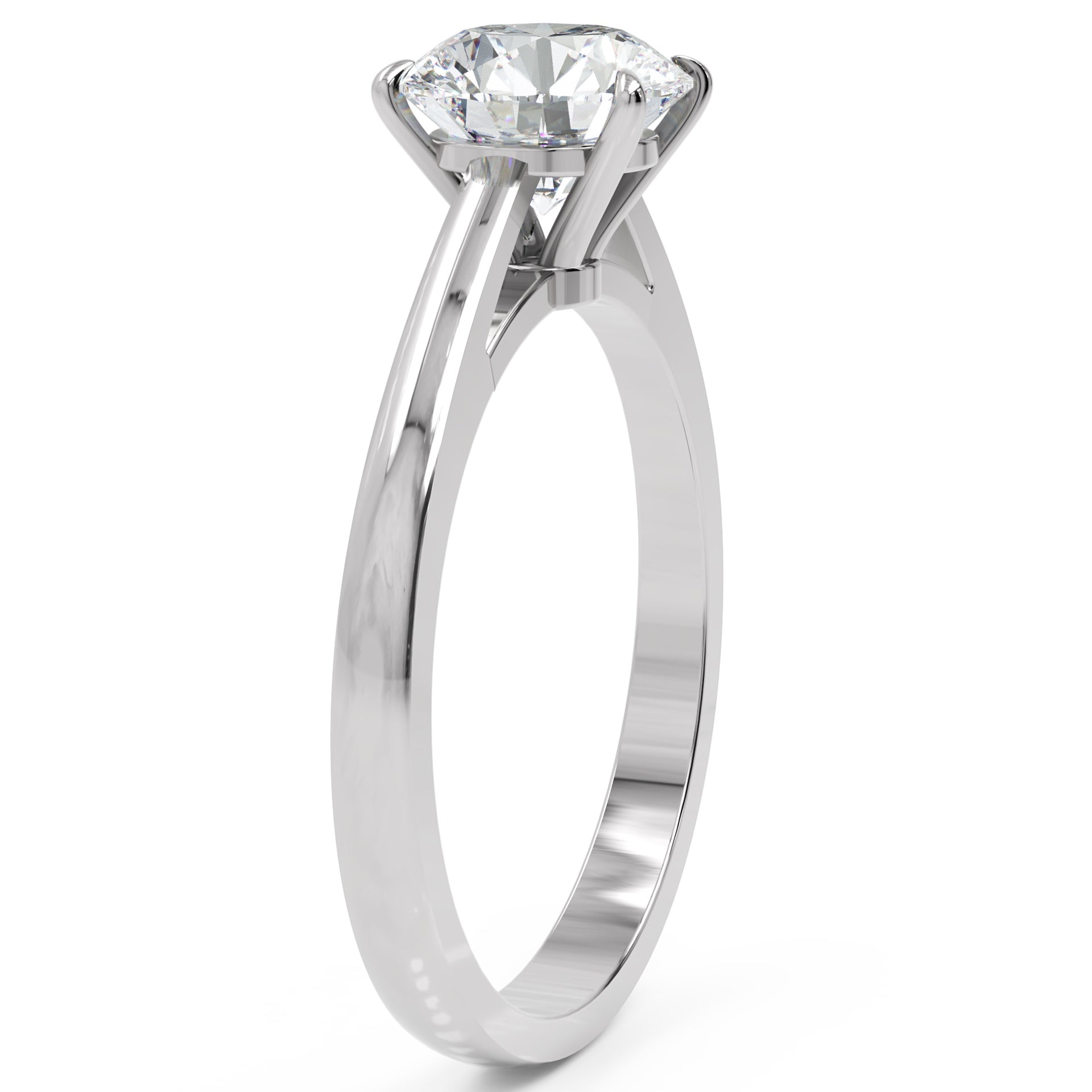 Inel de Logodnă Solitaire Rotund din Aur 14k cu Moissanit de 1.3 ct din 14k Aur Alb - Castelo.ro