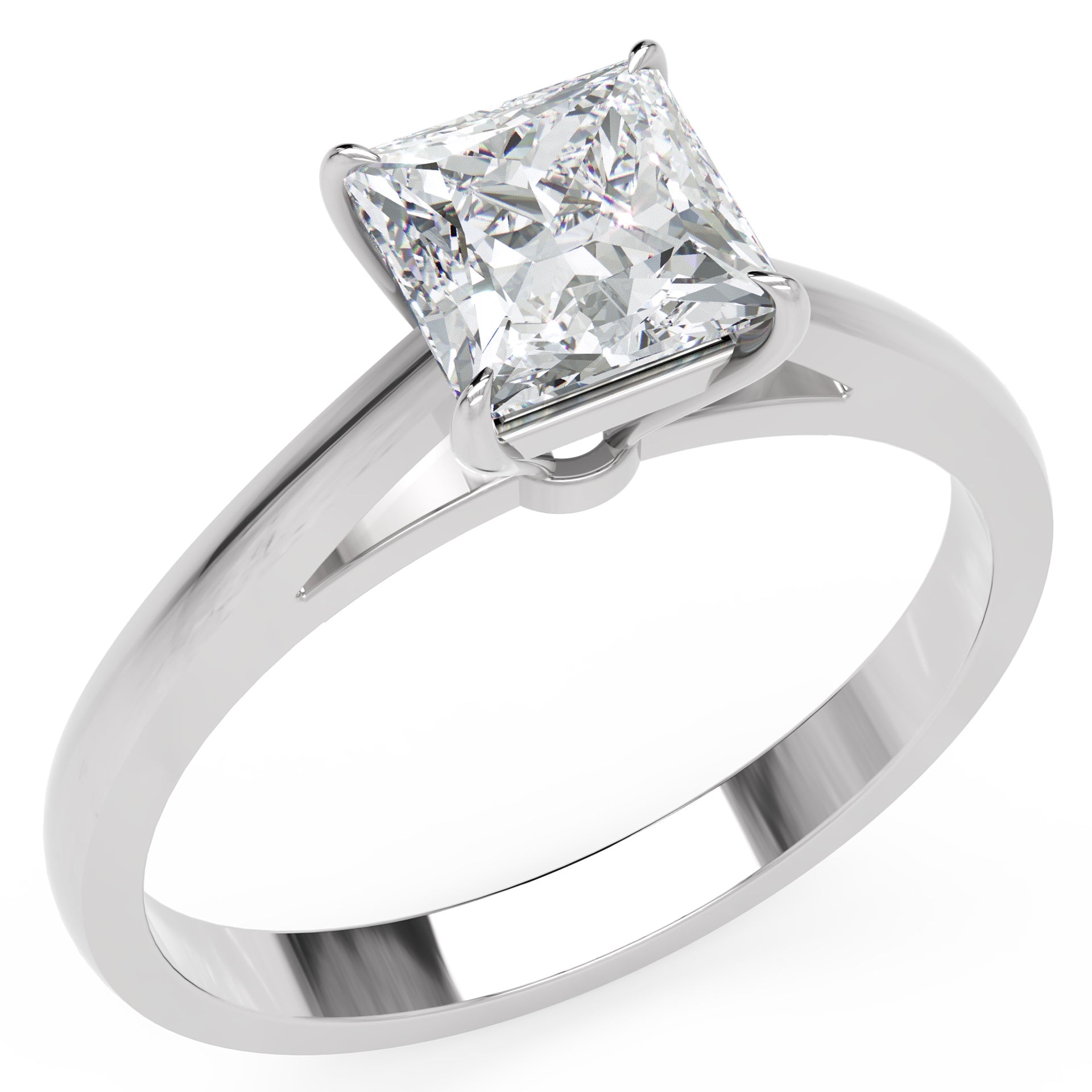 Inel de Logodnă Solitaire Princess din Aur 18k cu Moissanit de 1 ct din Platina - Castelo.ro