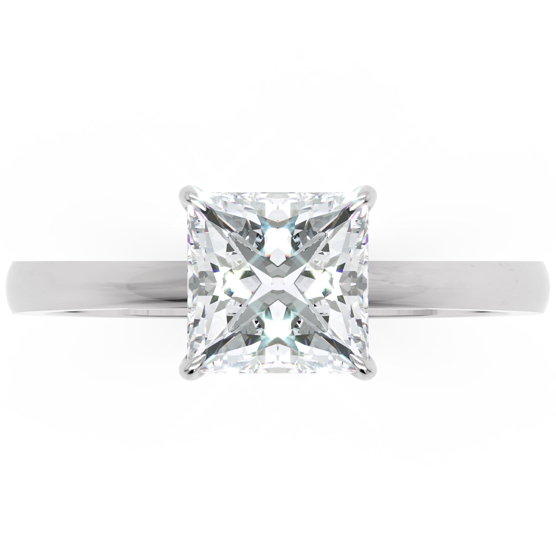 Inel de Logodnă Solitaire Princess din Aur 18k cu Moissanit de 1 ct din Platina - Castelo.ro