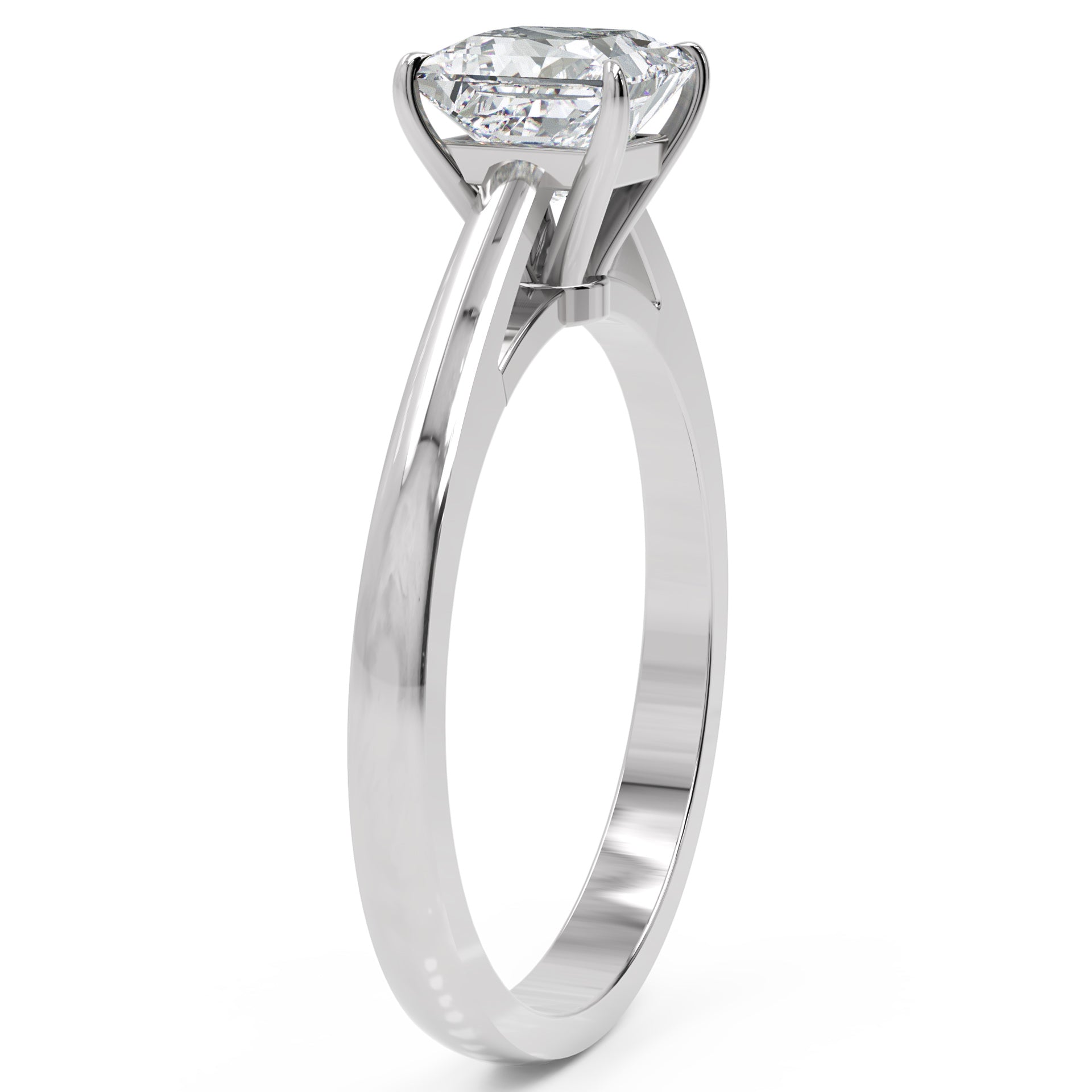 Inel de Logodnă Solitaire Princess din Aur 18k cu Moissanit de 1 ct din Platina - Castelo.ro