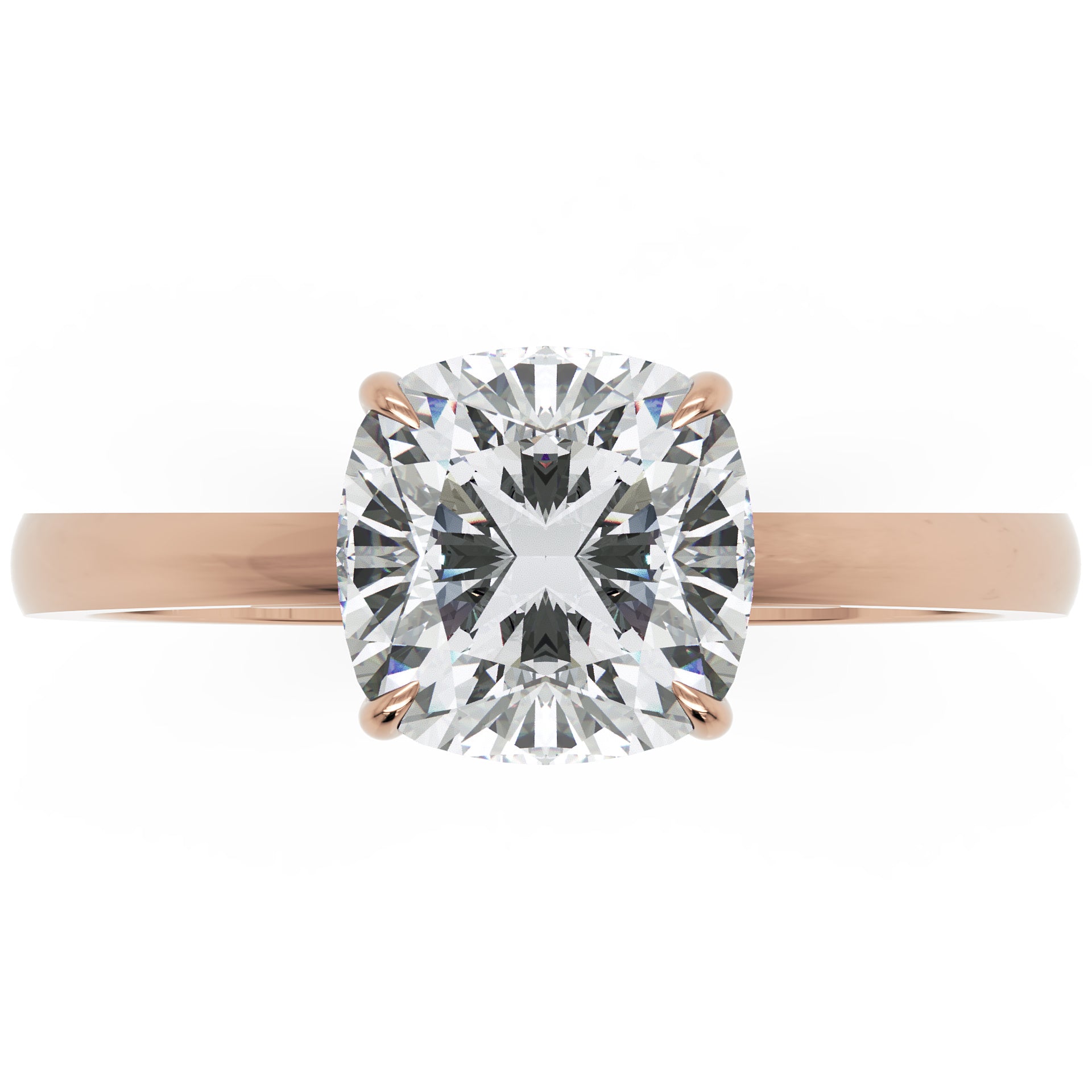 Inel de Logodnă Solitaire Cushion din Aur 14k cu Moissanit de 1.4 ct din 14k Aur Roz - Castelo.ro