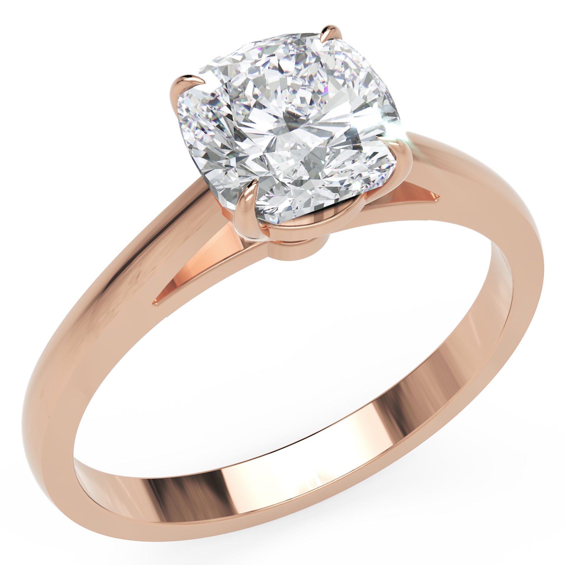 Inel de Logodnă Solitaire Cushion din Aur 14k cu Moissanit de 1.4 ct din 14k Aur Roz - Castelo.ro
