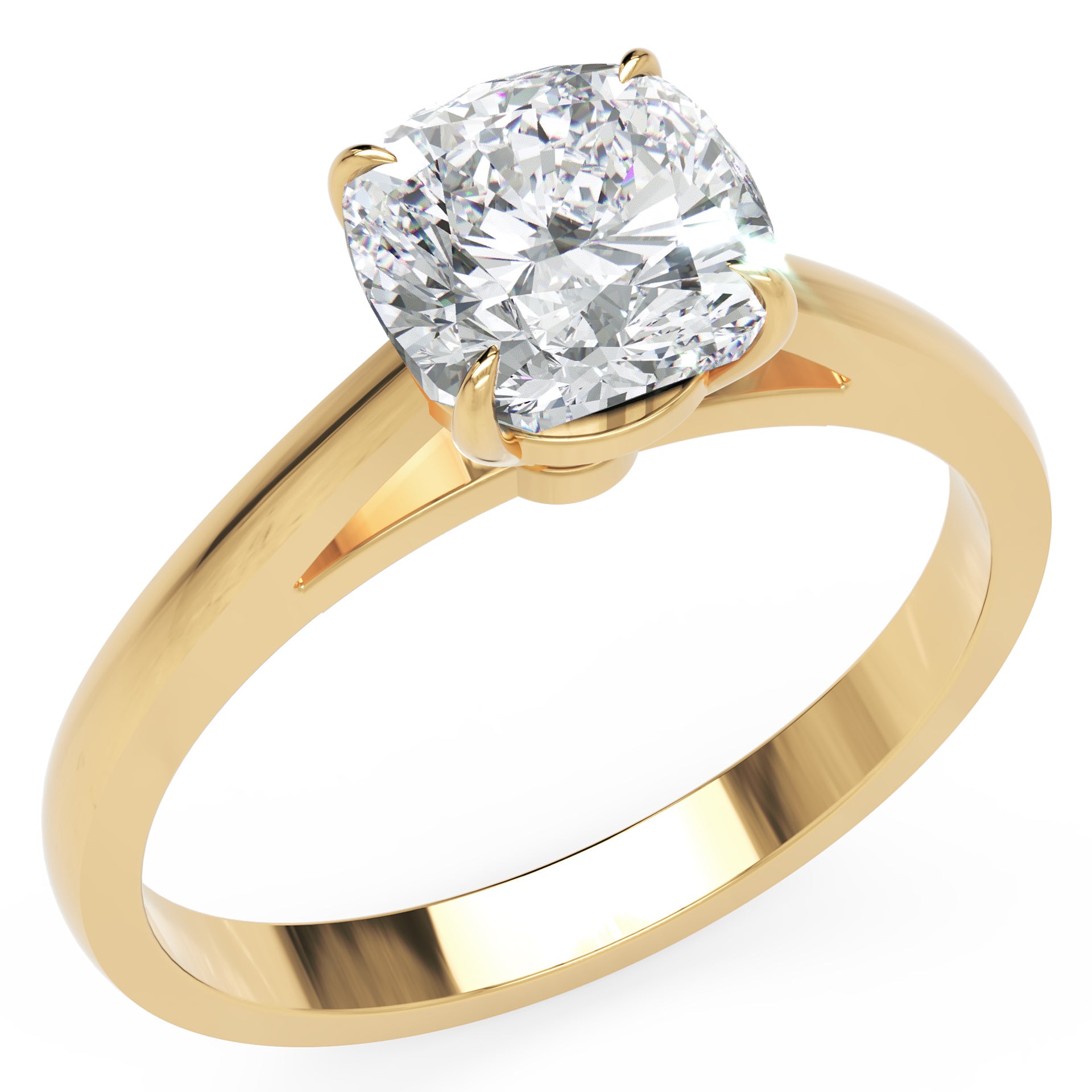 Inel de Logodnă Solitaire Cushion din Aur 14k cu Moissanit de 1.4 ct din 14k Aur Galben - Castelo.ro