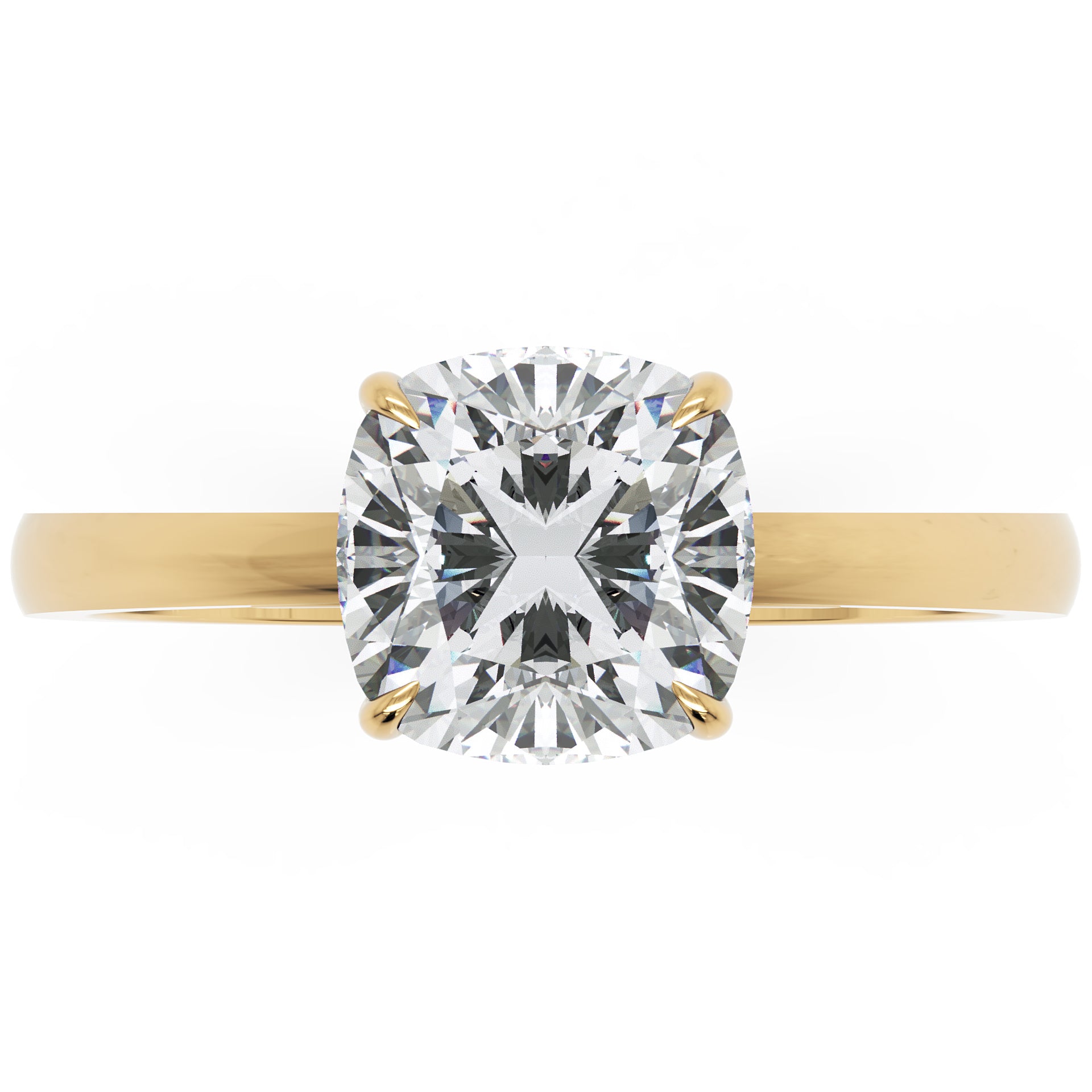 Inel de Logodnă Solitaire Cushion din Aur 14k cu Moissanit de 1.4 ct din 14k Aur Galben - Castelo.ro