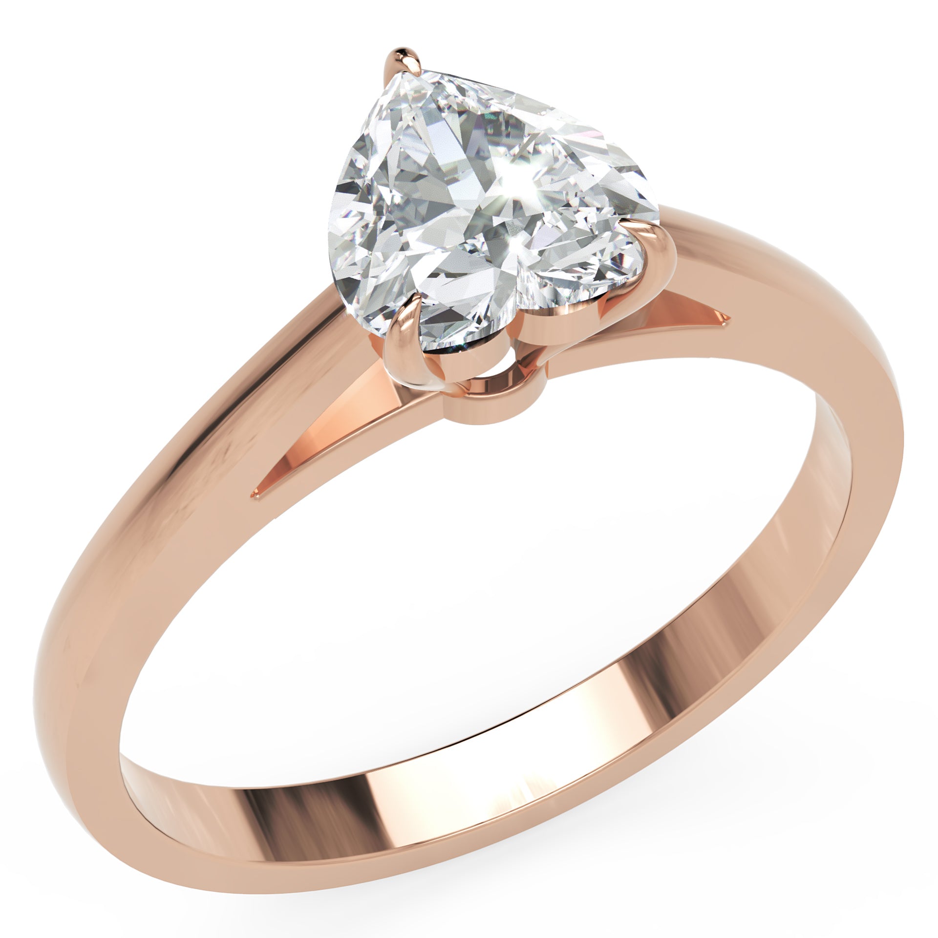 Inel de Logodnă Solitaire Heart din Aur 14k cu Moissanit de 0.8 ct din 14k Aur Roz - Castelo.ro