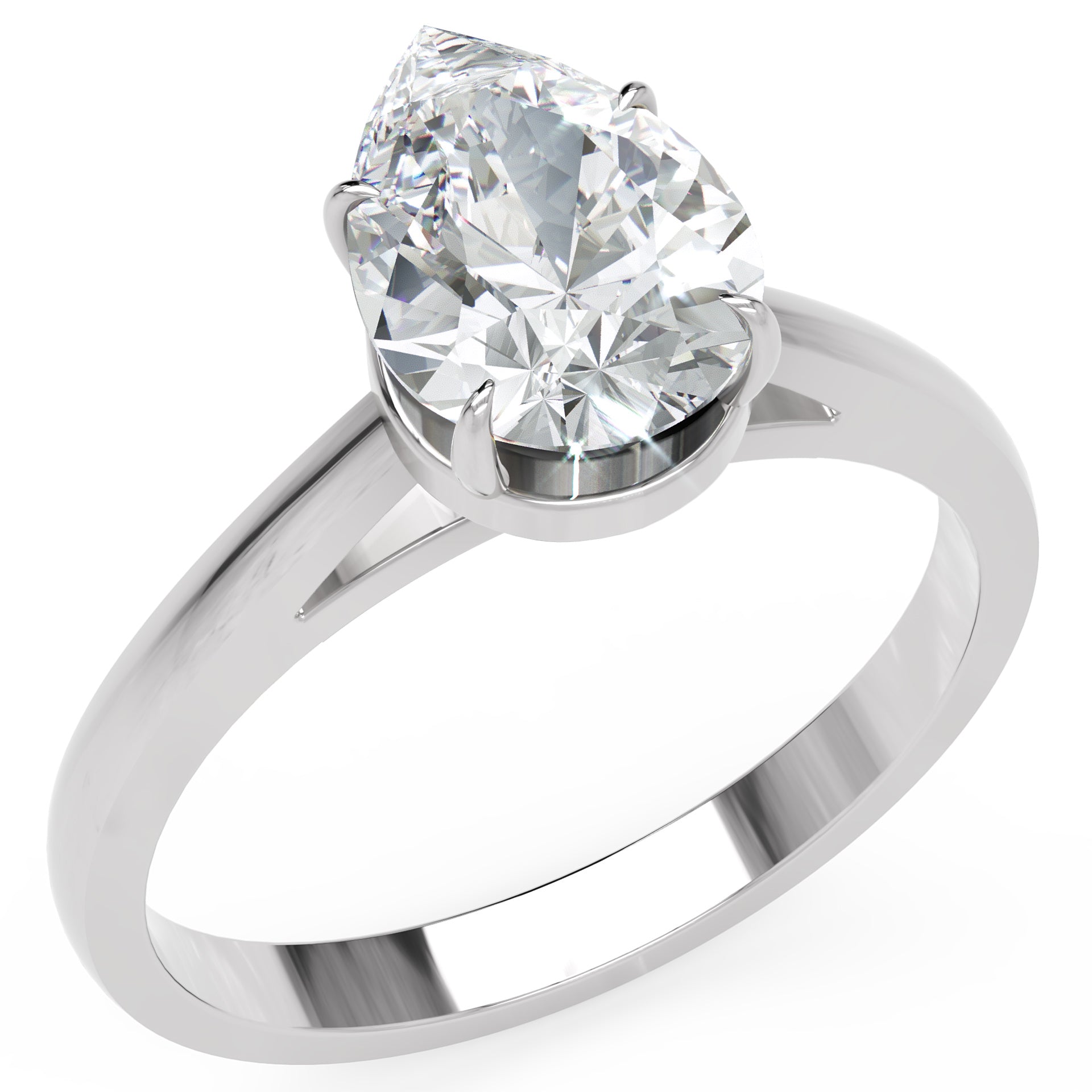 Inel de Logodnă Solitaire Pear din Aur 18k cu Moissanit de 1.3 ct din Platina - Castelo.ro