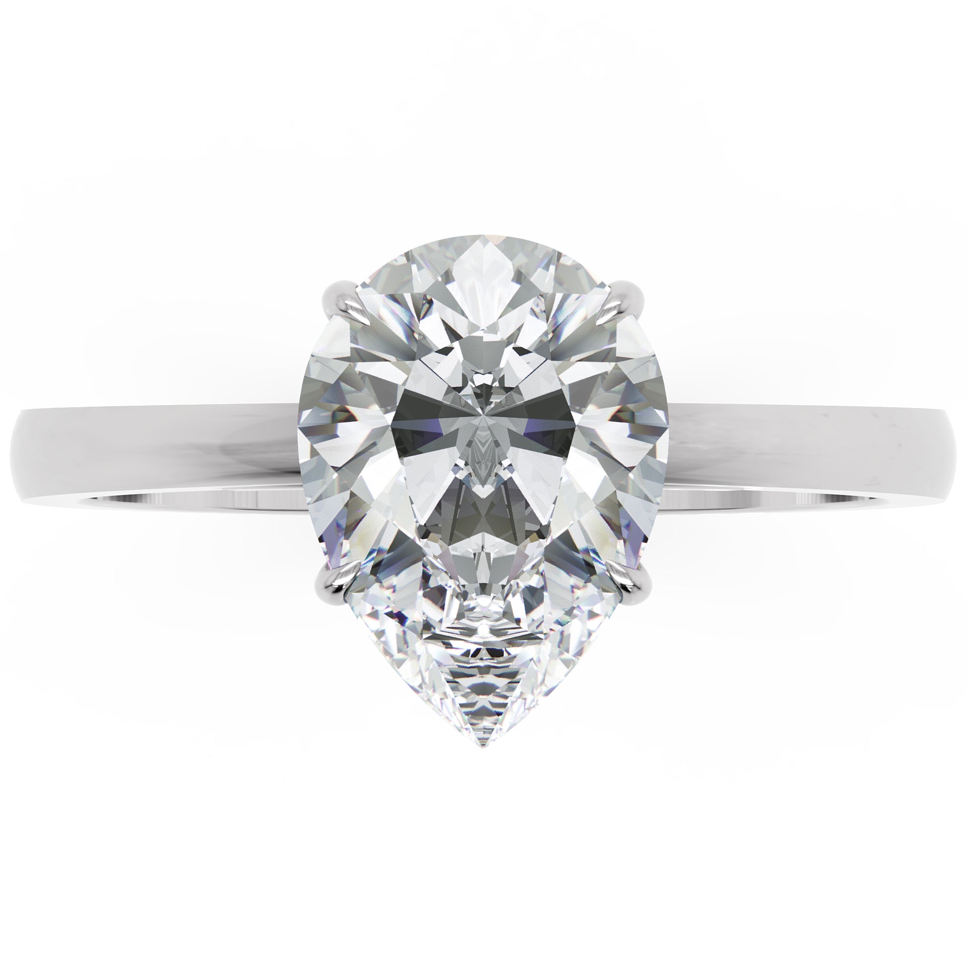 Inel de Logodnă Solitaire Pear din Aur 18k cu Moissanit de 1.3 ct din Platina - Castelo.ro