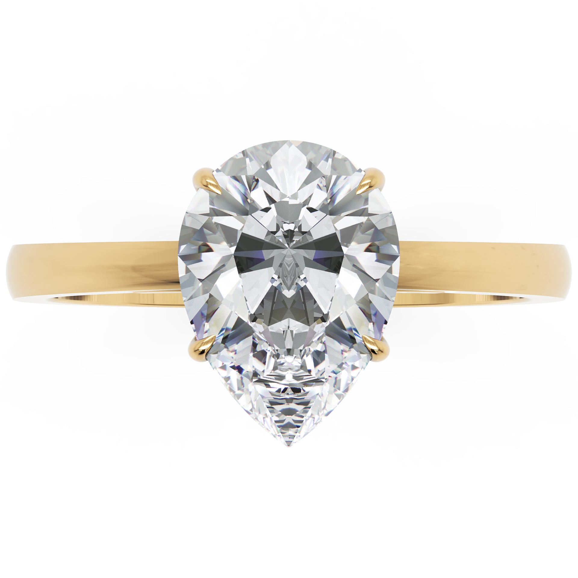 Inel de Logodnă Solitaire Pear din Aur 18k cu Moissanit de 1.3 ct din 18k Aur Galben - Castelo.ro