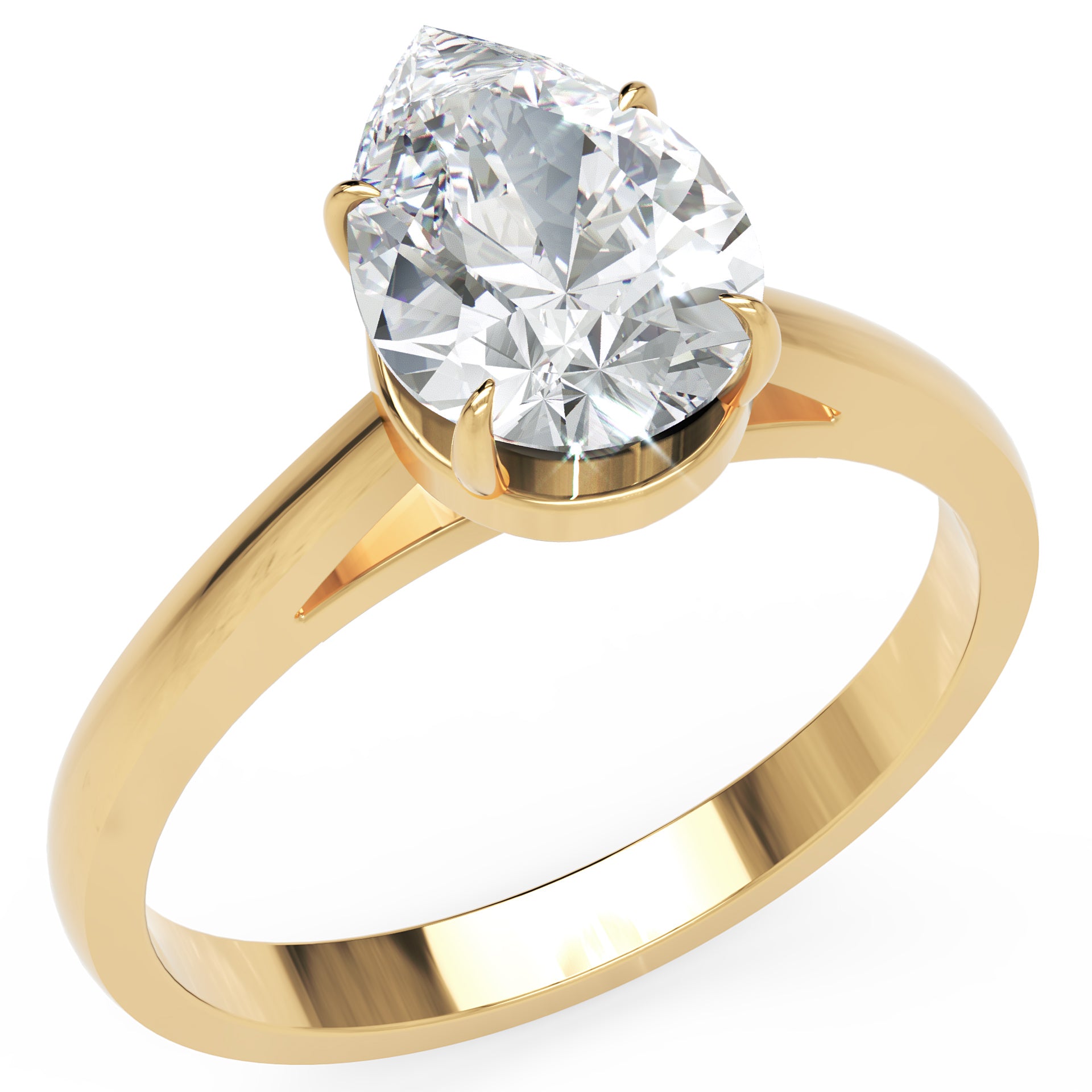 Inel de Logodnă Solitaire Pear din Aur 18k cu Moissanit de 1.3 ct din 18k Aur Galben - Castelo.ro