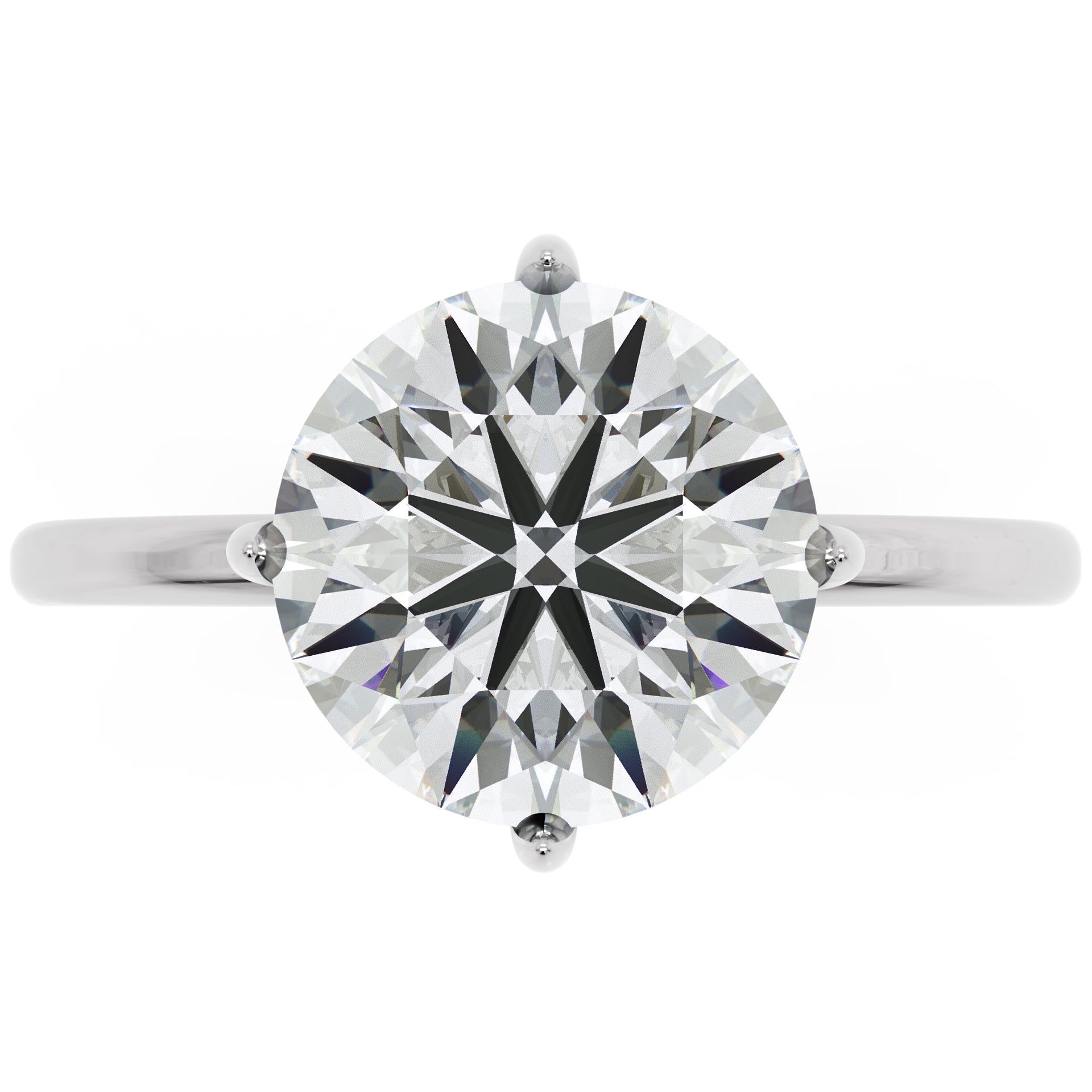 Inel de Logodnă Solitaire Rotund cu Halo Ascuns din Aur 14k cu Moissanite de 2.3 ct din 14k Aur Alb - Castelo.ro