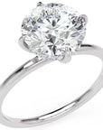 Inel de Logodnă Solitaire Rotund cu Halo Ascuns din Aur 14k cu Moissanite de 2.3 ct din 14k Aur Alb - Castelo.ro