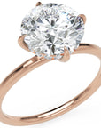 Inel de Logodnă Solitaire Rotund cu Halo Ascuns din Aur 14k cu Moissanite de 2.3 ct din 14k Aur Roz - Castelo.ro