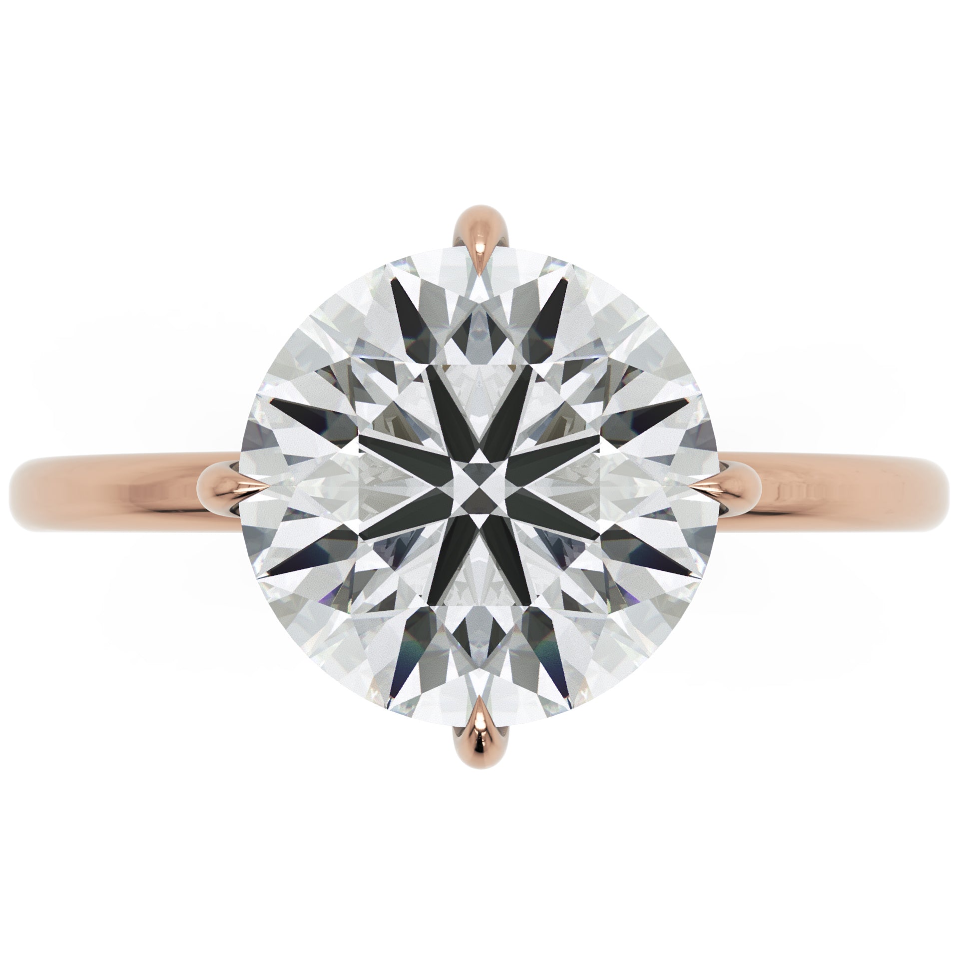 Inel de Logodnă Solitaire Rotund cu Halo Ascuns din Aur 14k cu Moissanite de 2.3 ct din 14k Aur Roz - Castelo.ro