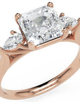 Inel de Logodnă Contessina din Aur 14k cu Trei Moissanite de 1.6 ct din 14k Aur Roz - Castelo.ro