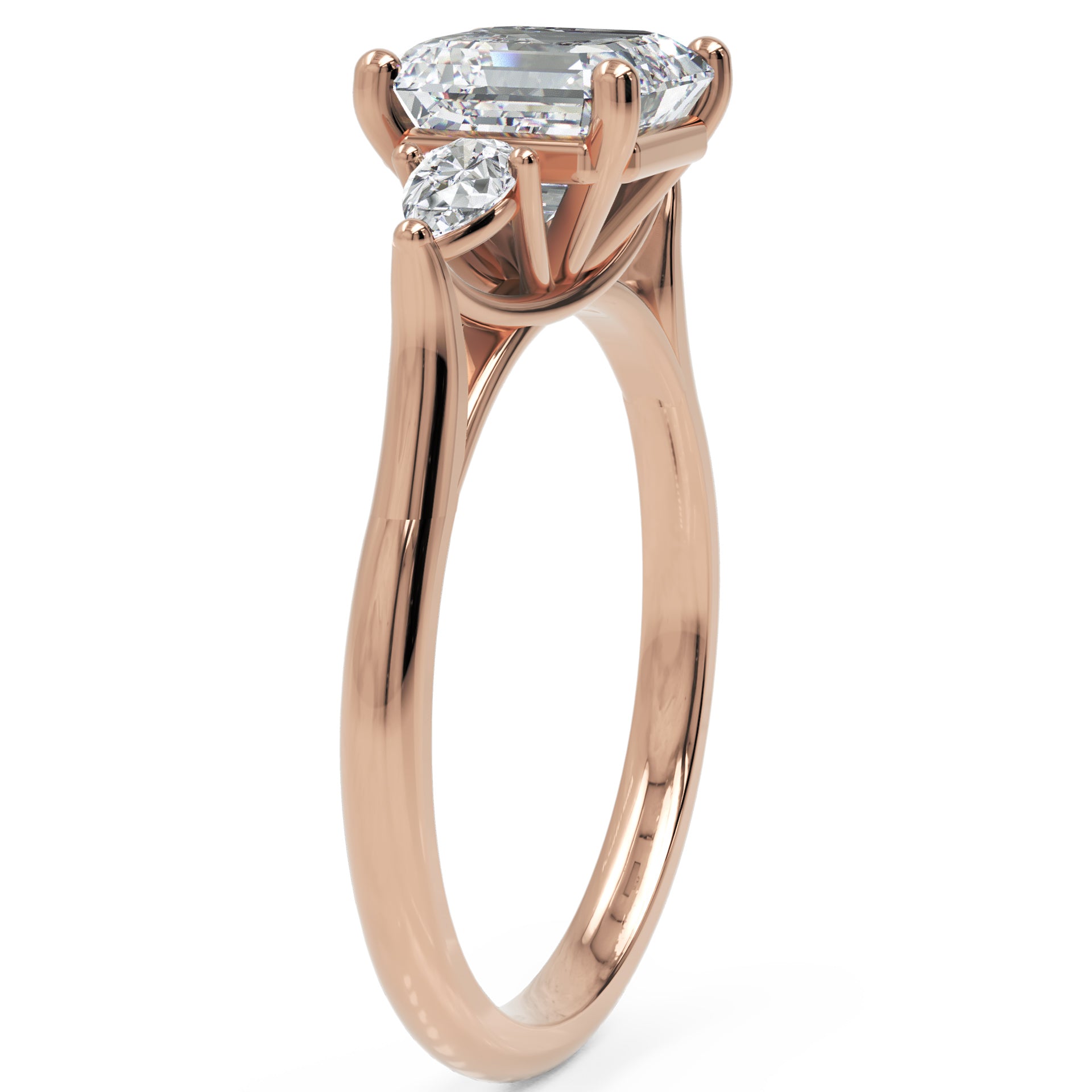 Inel de Logodnă Contessina din Aur 14k cu Trei Moissanite de 1.6 ct din 14k Aur Roz - Castelo.ro