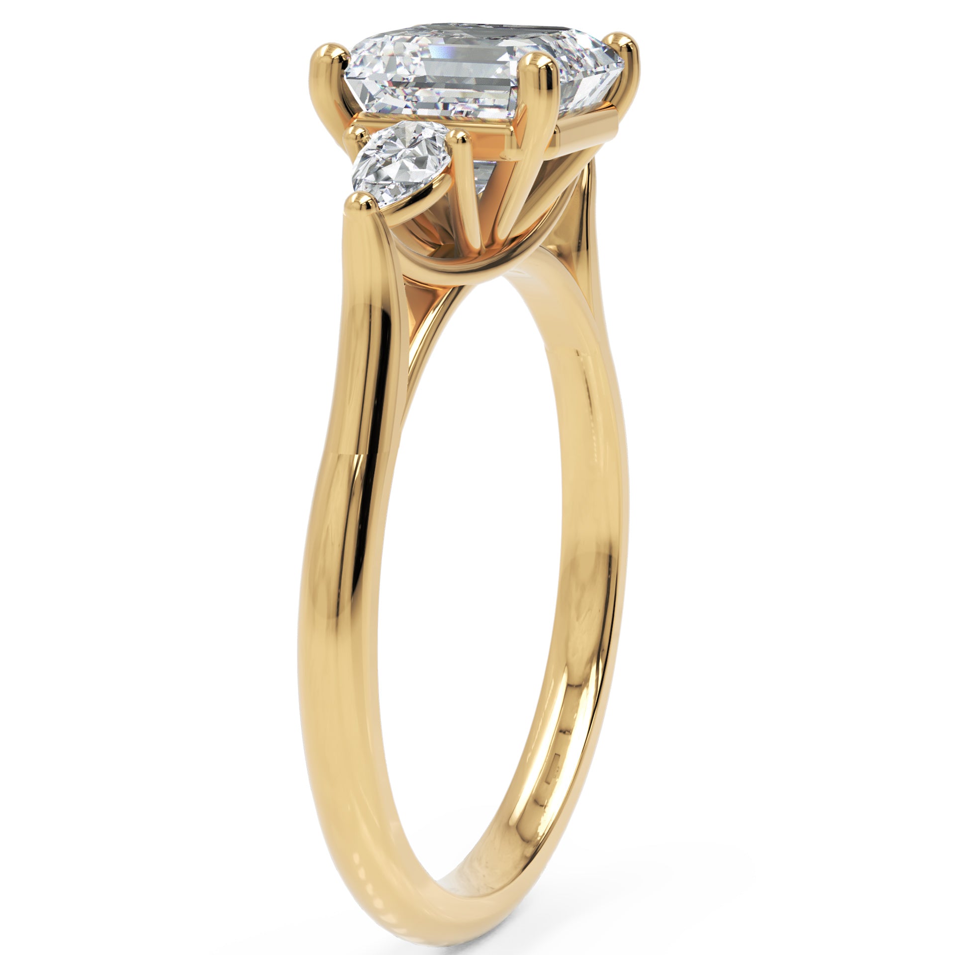 Inel de Logodnă Contessina din Aur 14k cu Trei Moissanite de 1.6 ct din 14k Aur Galben - Castelo.ro