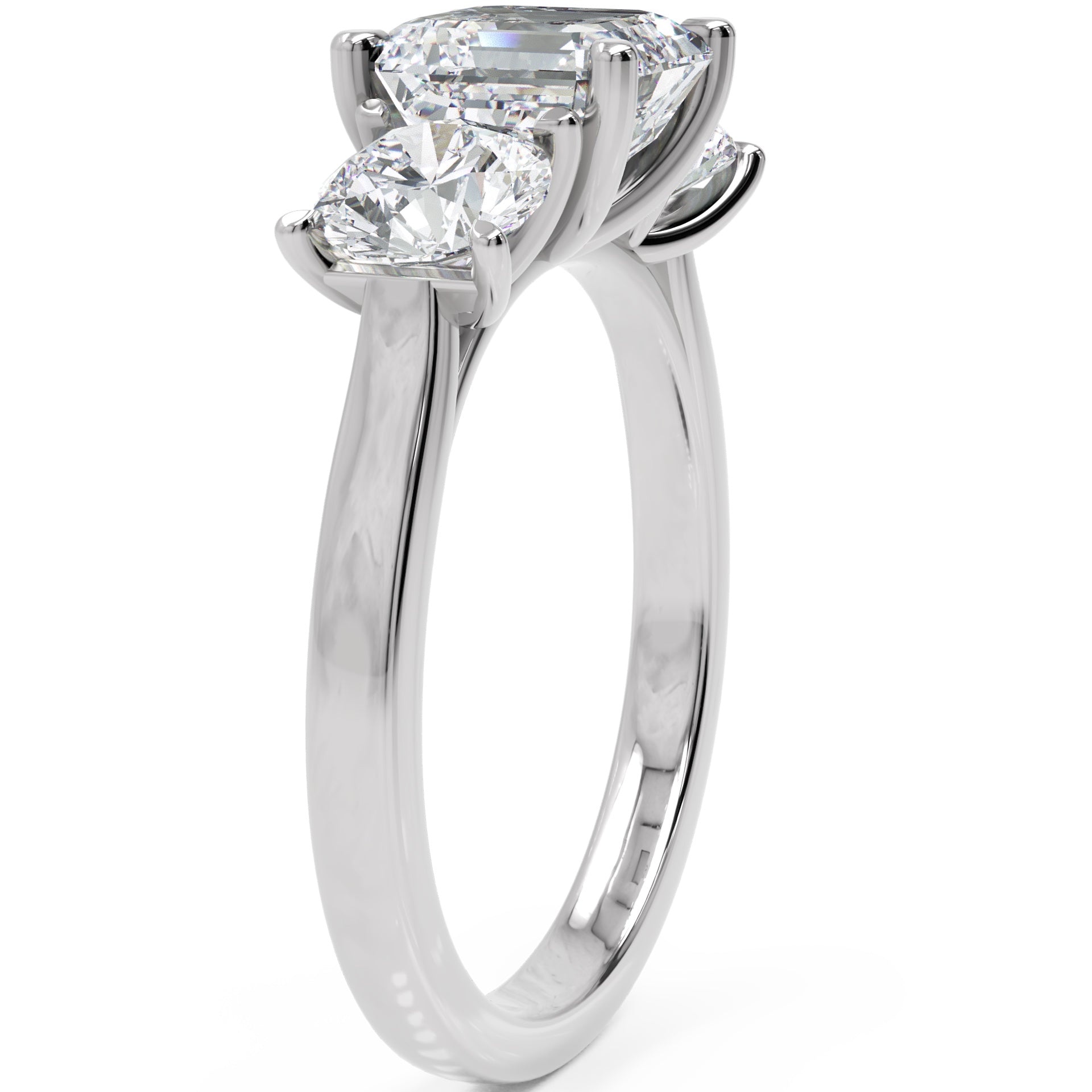 Inel de Logodnă Viviana din Aur 14k cu Trei Moissanite de 2.4 ct din 14k Aur Alb - Castelo.ro