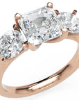 Inel de Logodnă Viviana din Aur 14k cu Trei Moissanite de 2.4 ct din 14k Aur Roz - Castelo.ro