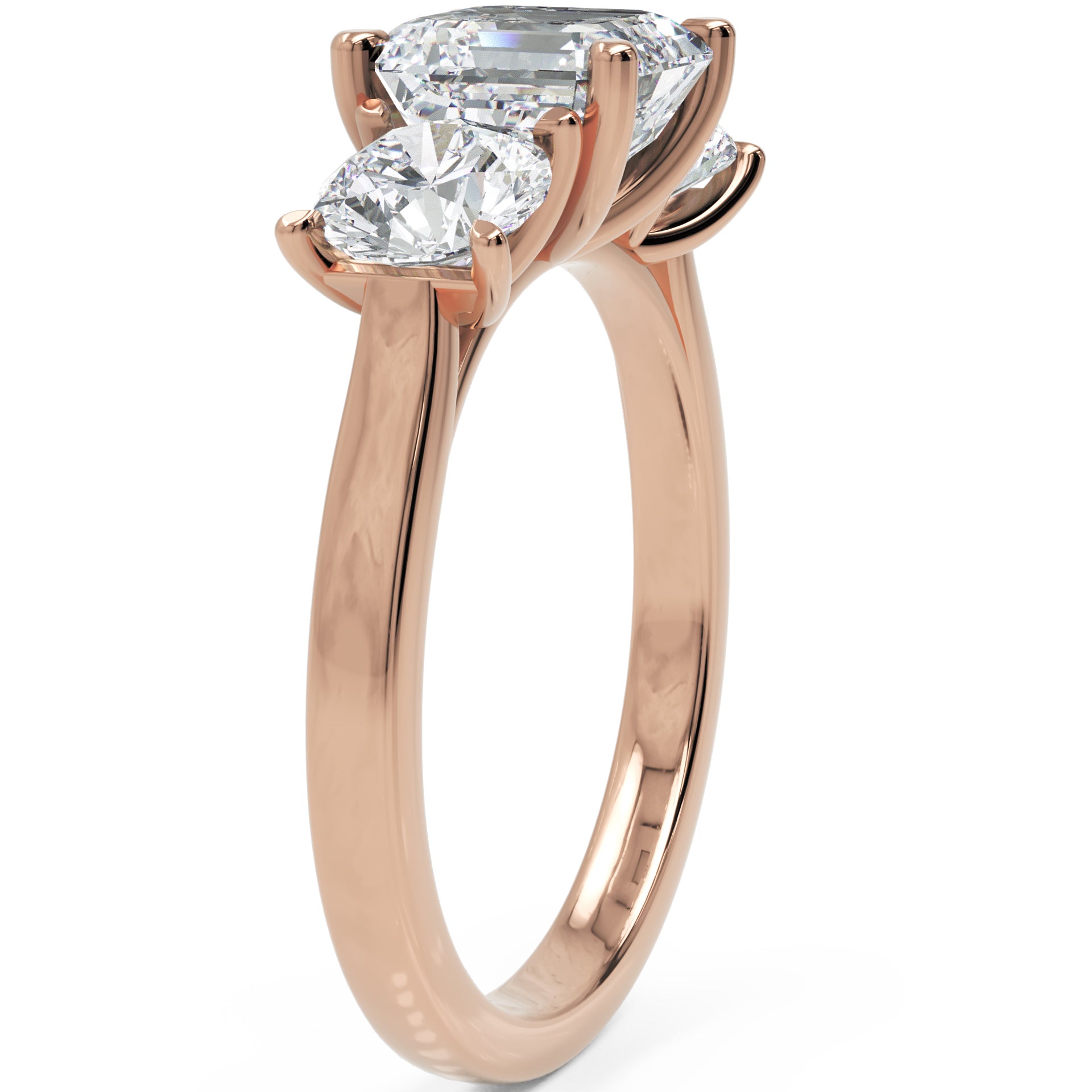 Inel de Logodnă Viviana din Aur 14k cu Trei Moissanite de 2.4 ct din 14k Aur Roz - Castelo.ro