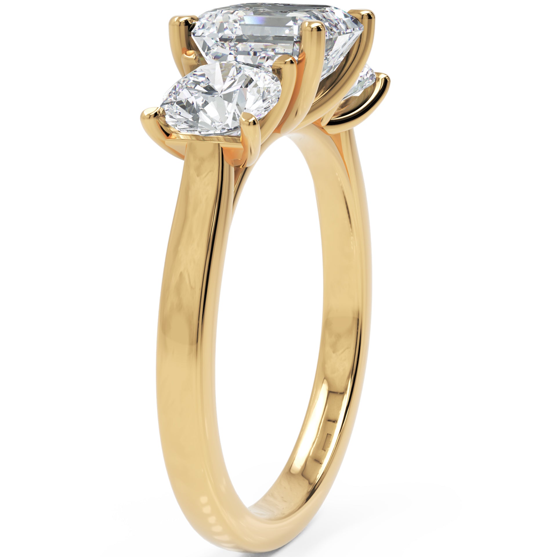 Inel de Logodnă Viviana din Aur 14k cu Trei Moissanite de 2.4 ct din 14k Aur Galben - Castelo.ro