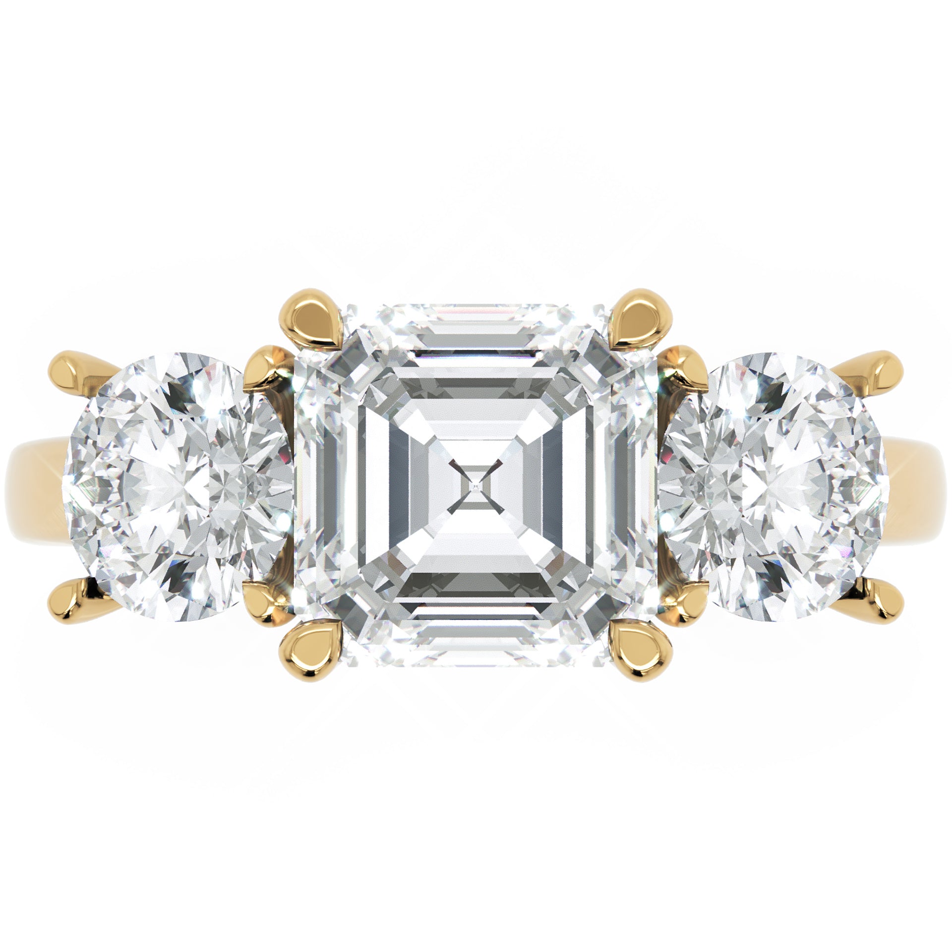 Inel de Logodnă Viviana din Aur 14k cu Trei Moissanite de 2.4 ct din 14k Aur Galben - Castelo.ro