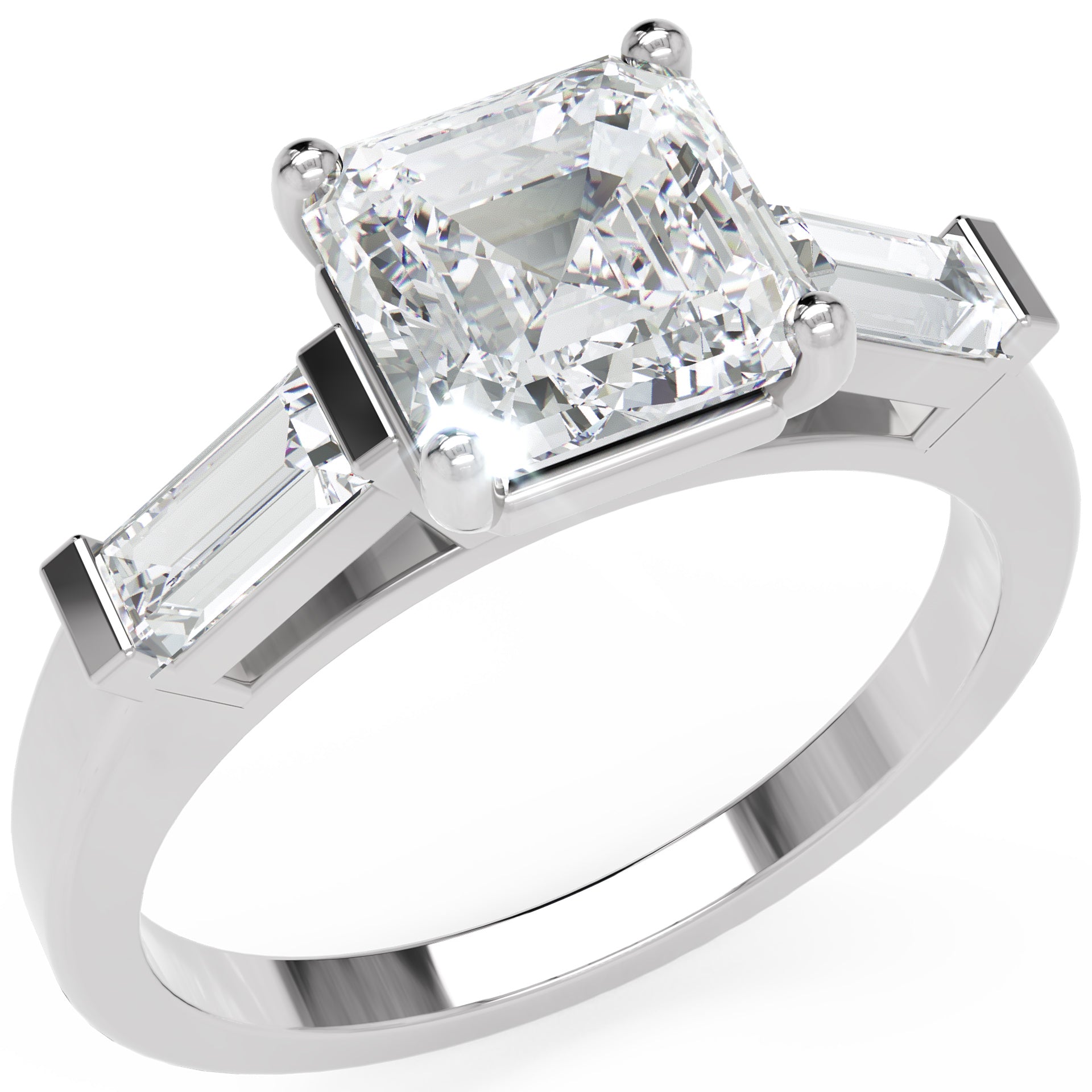 Inel de Logodnă Pave Ava cu Trei Moissanite de 2.6 ct din Platina - Castelo.ro