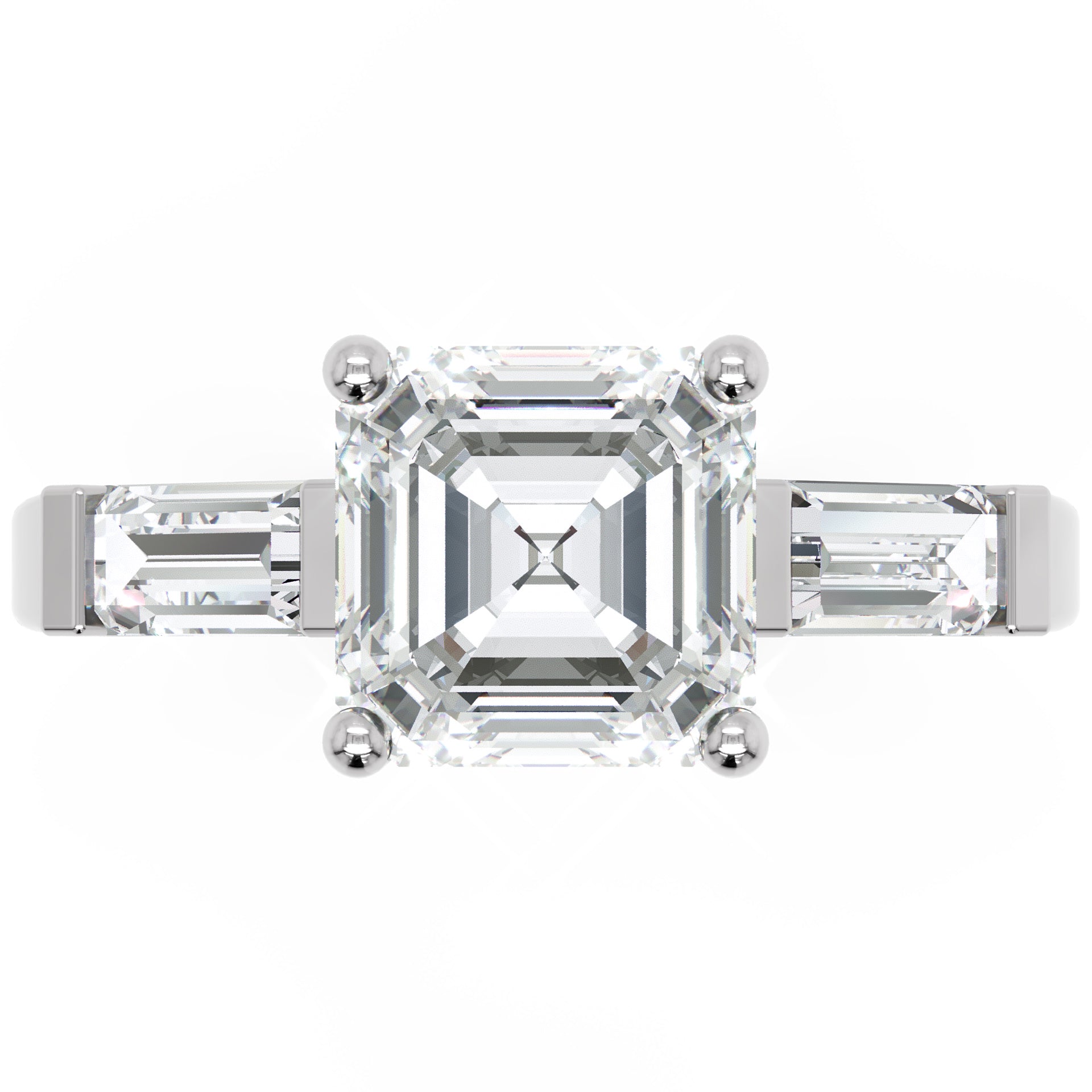 Inel de Logodnă Pave Ava cu Trei Moissanite de 2.6 ct din Platina - Castelo.ro