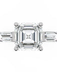 Inel de Logodnă Pave Ava cu Trei Moissanite de 2.6 ct din Platina - Castelo.ro